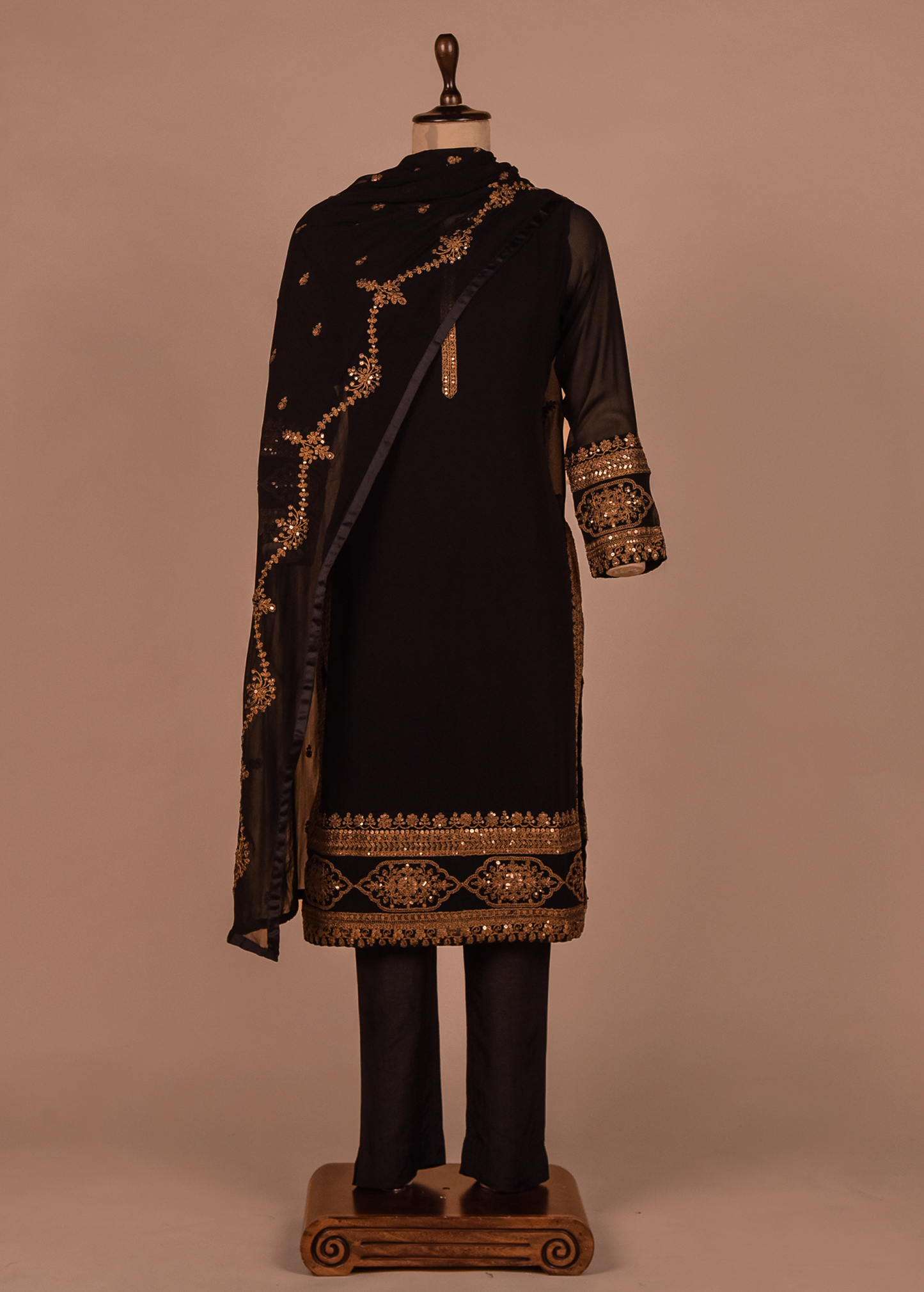 Black Georgette Straight Set