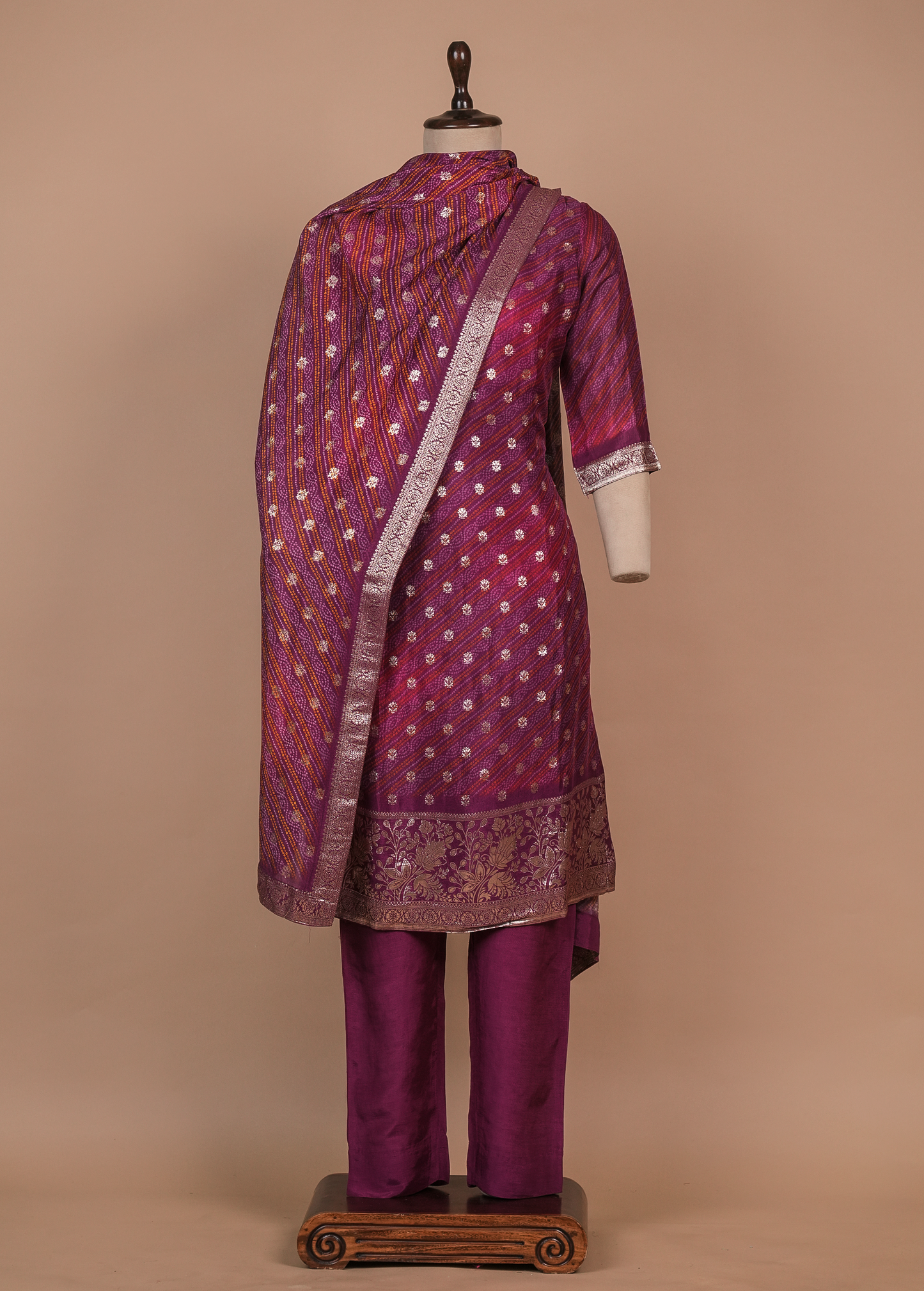 Pink Cotton Silk Straight Set