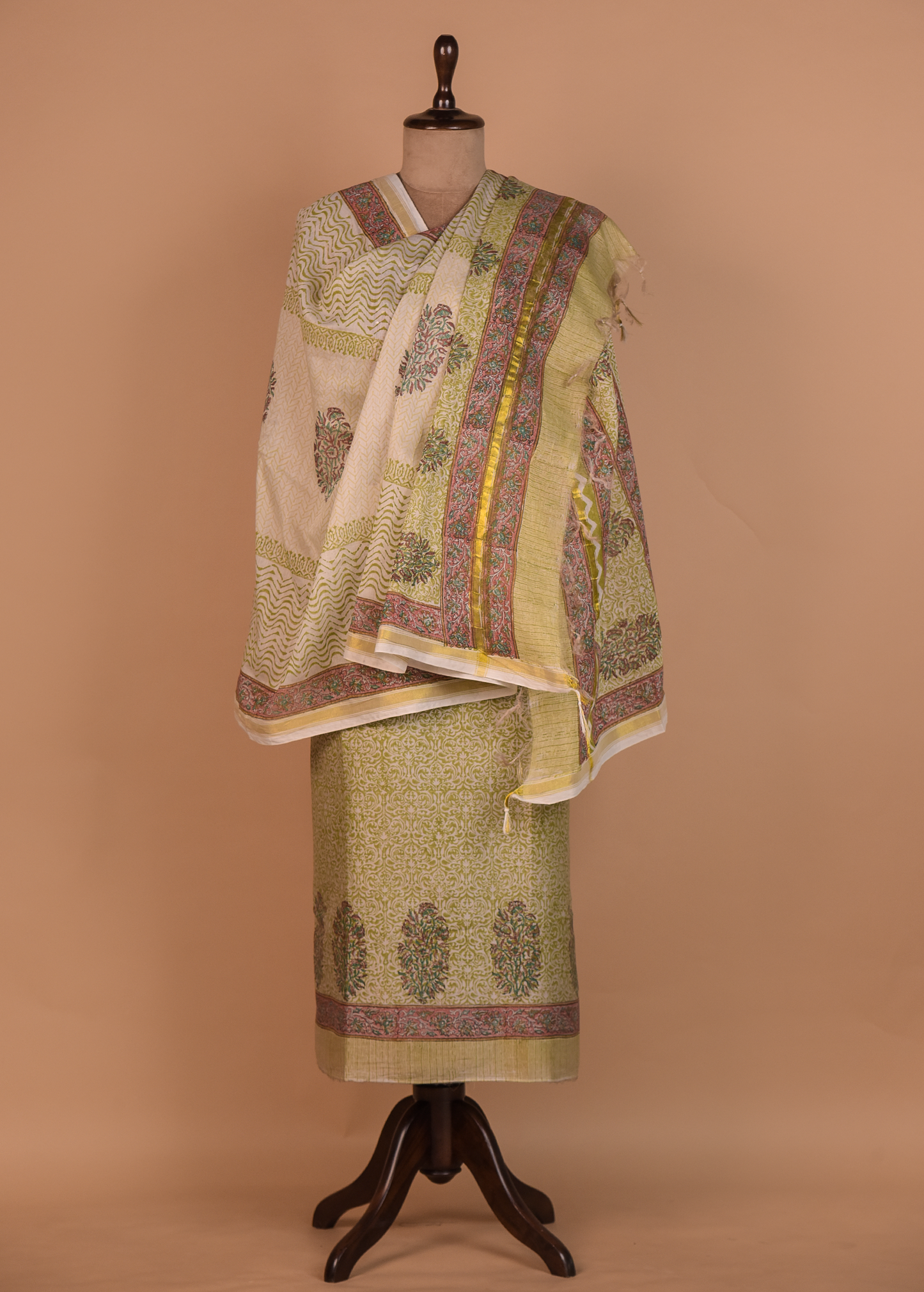 Green Cotton Dress Material