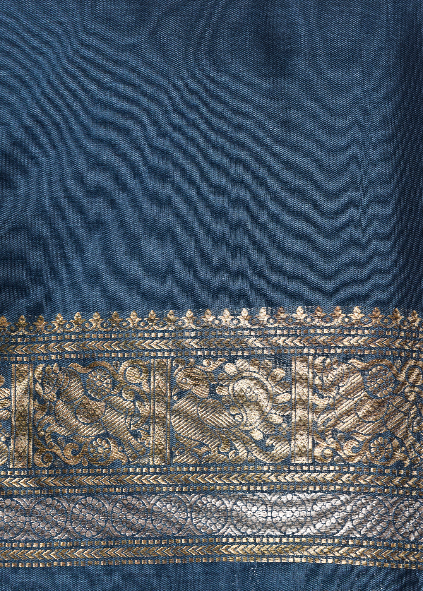 Blue Crepe Kanjeevaram Saree