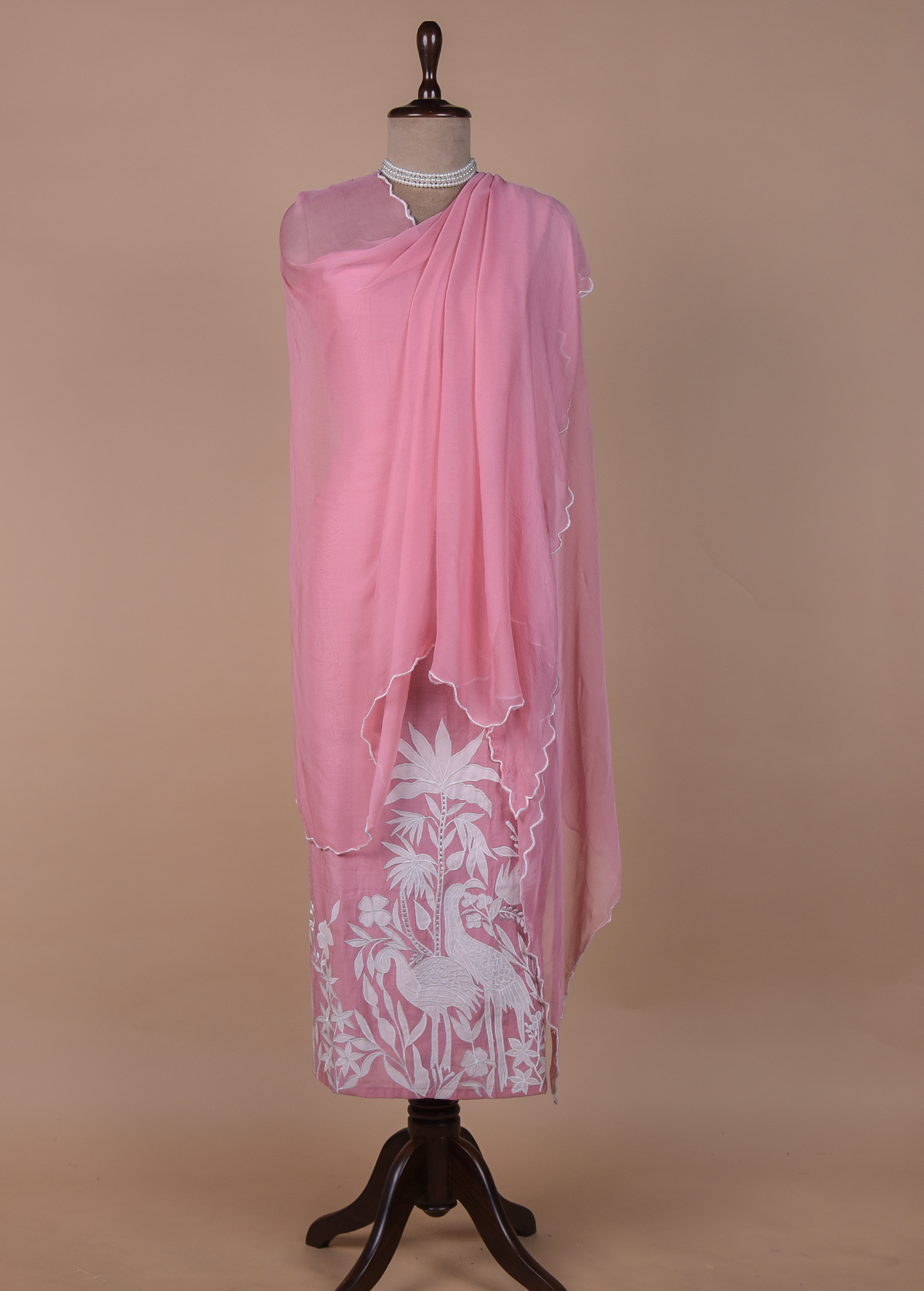 Pink Mulmul Cotton Dress Material
