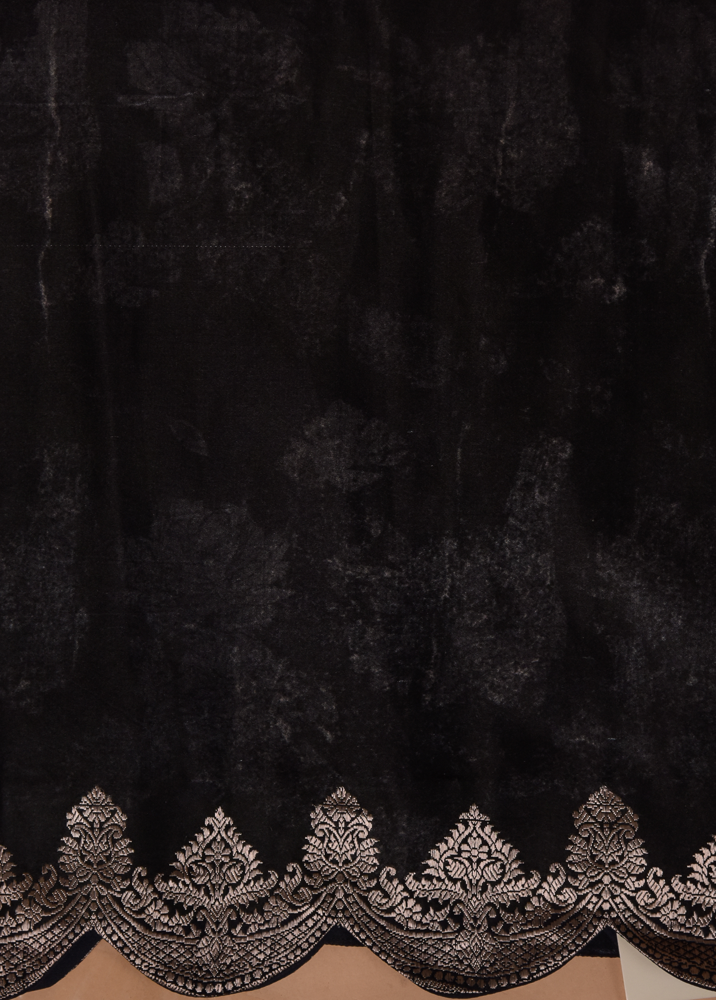 Black Satin Banarasi Saree