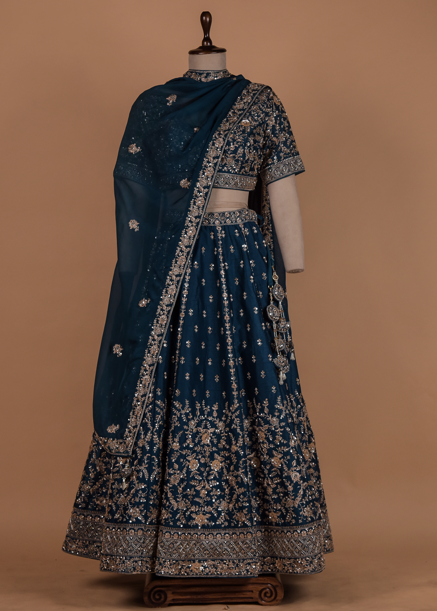 Blue Crepe Silk Lehenga
