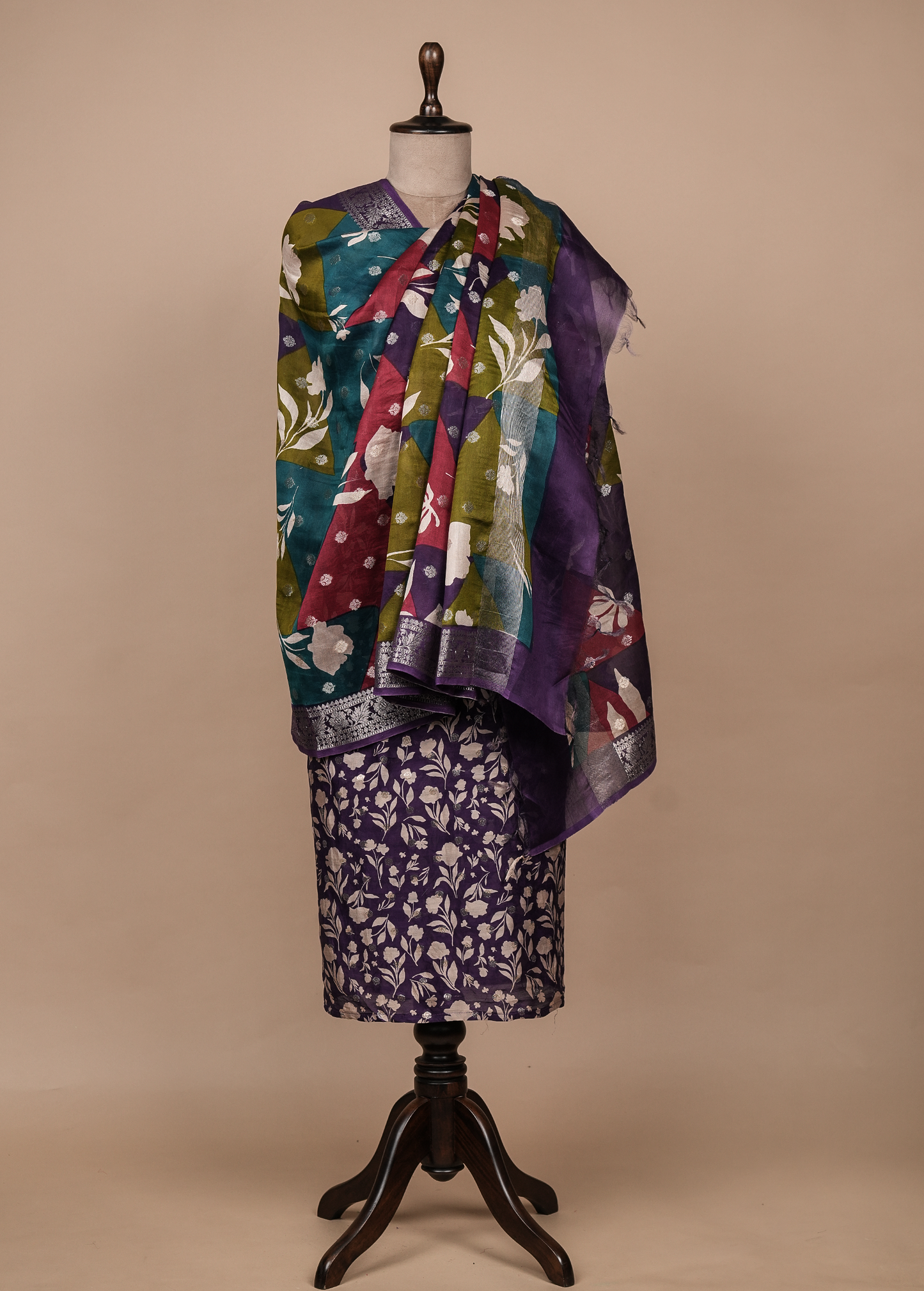 Purple Chanderi Dress Material