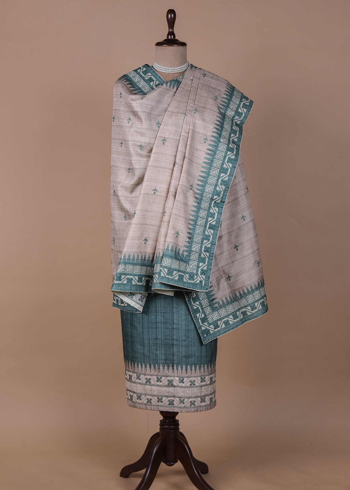 Blue Cotton Tussar Dress Material
