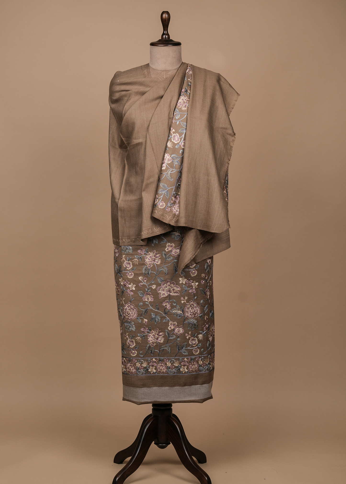 Brown Pashmina Dress Material
