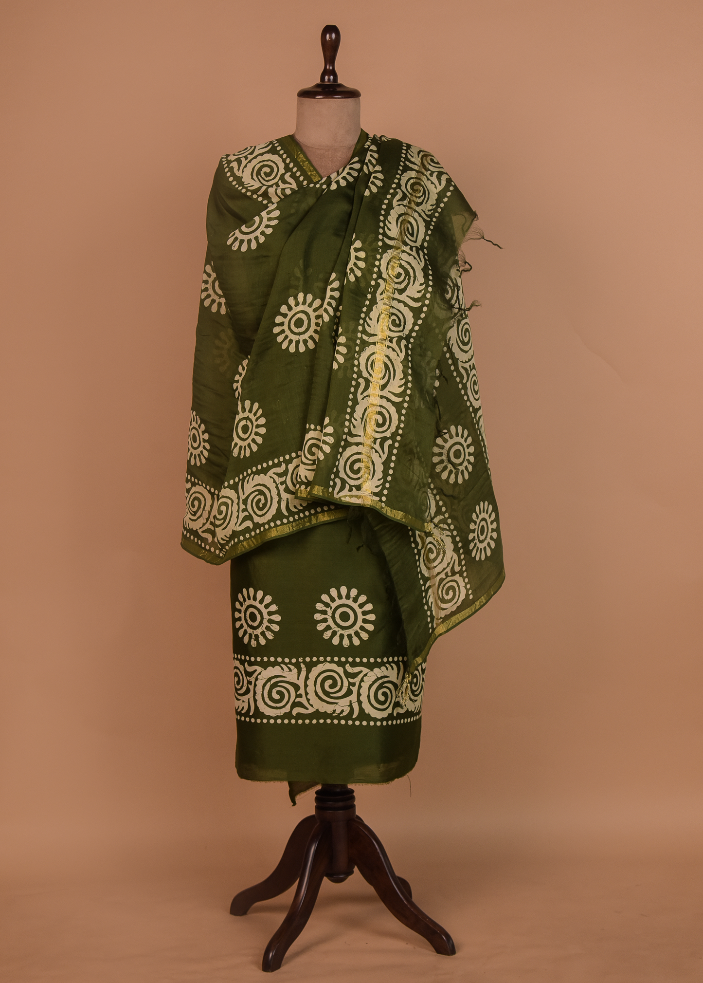 Green Chanderi Dress Material