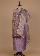 Purple Chanderi Dress Material