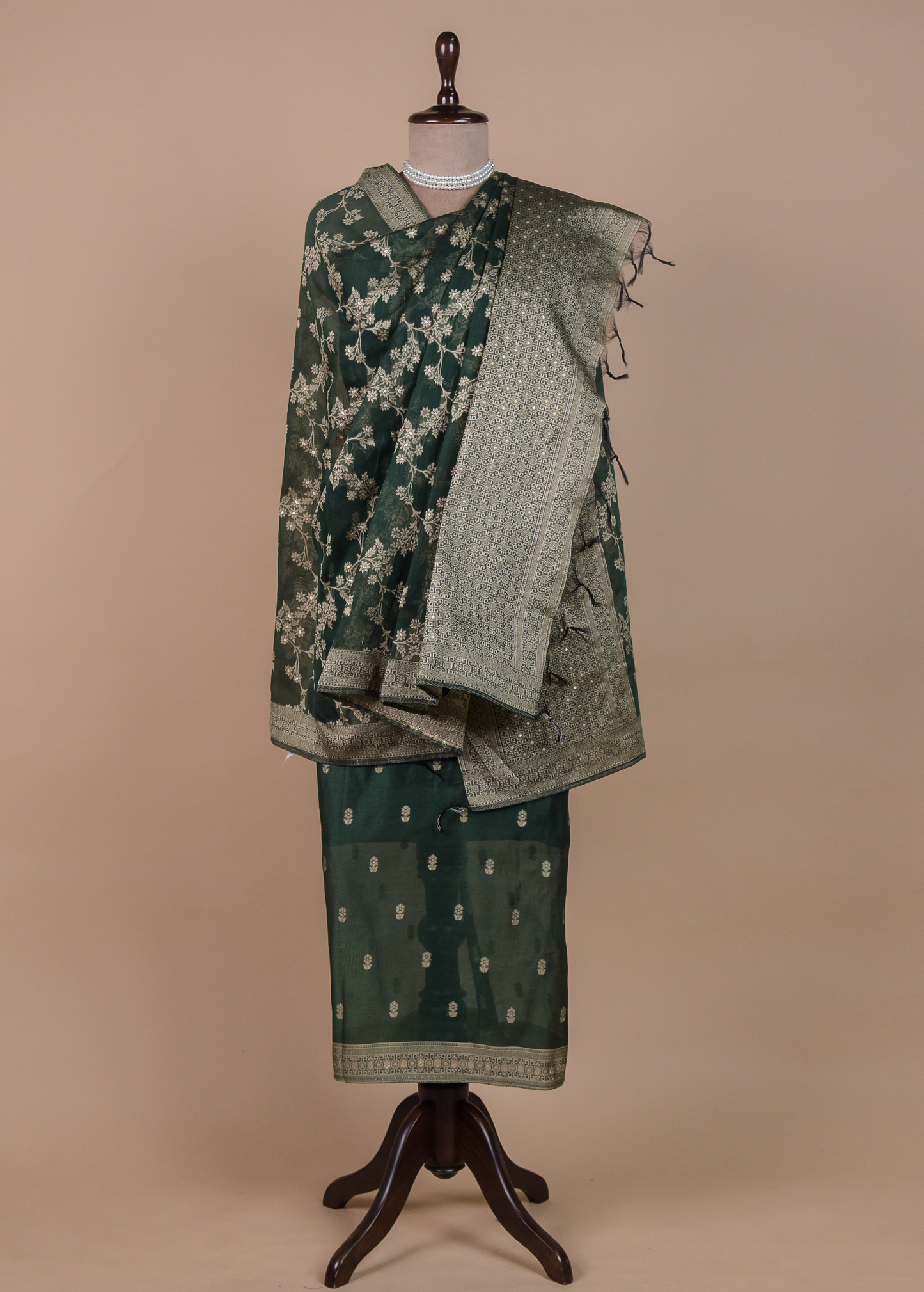 Green Cotton Tussar Dress Material