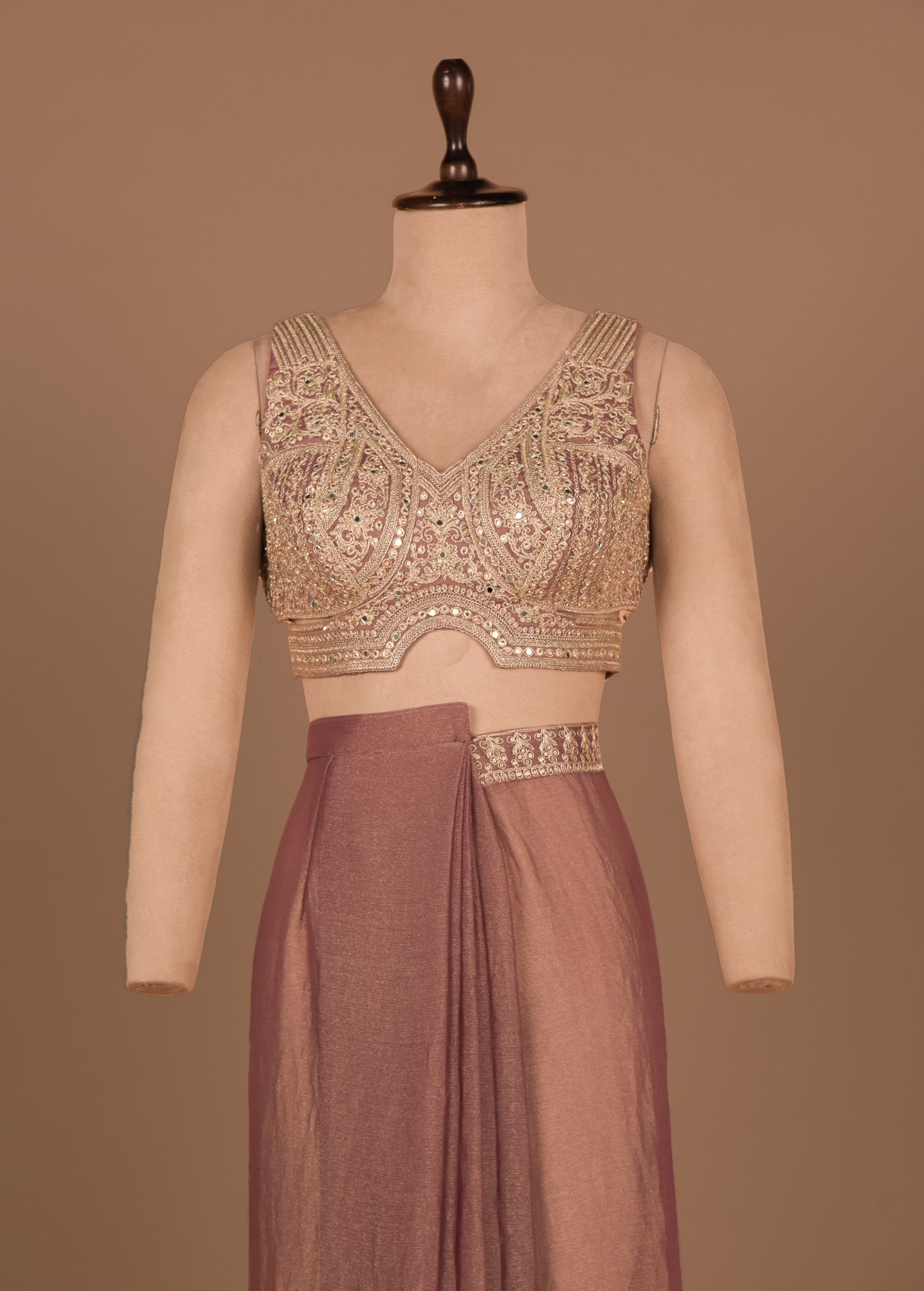 Pink Shamo Satin Readymade Saree