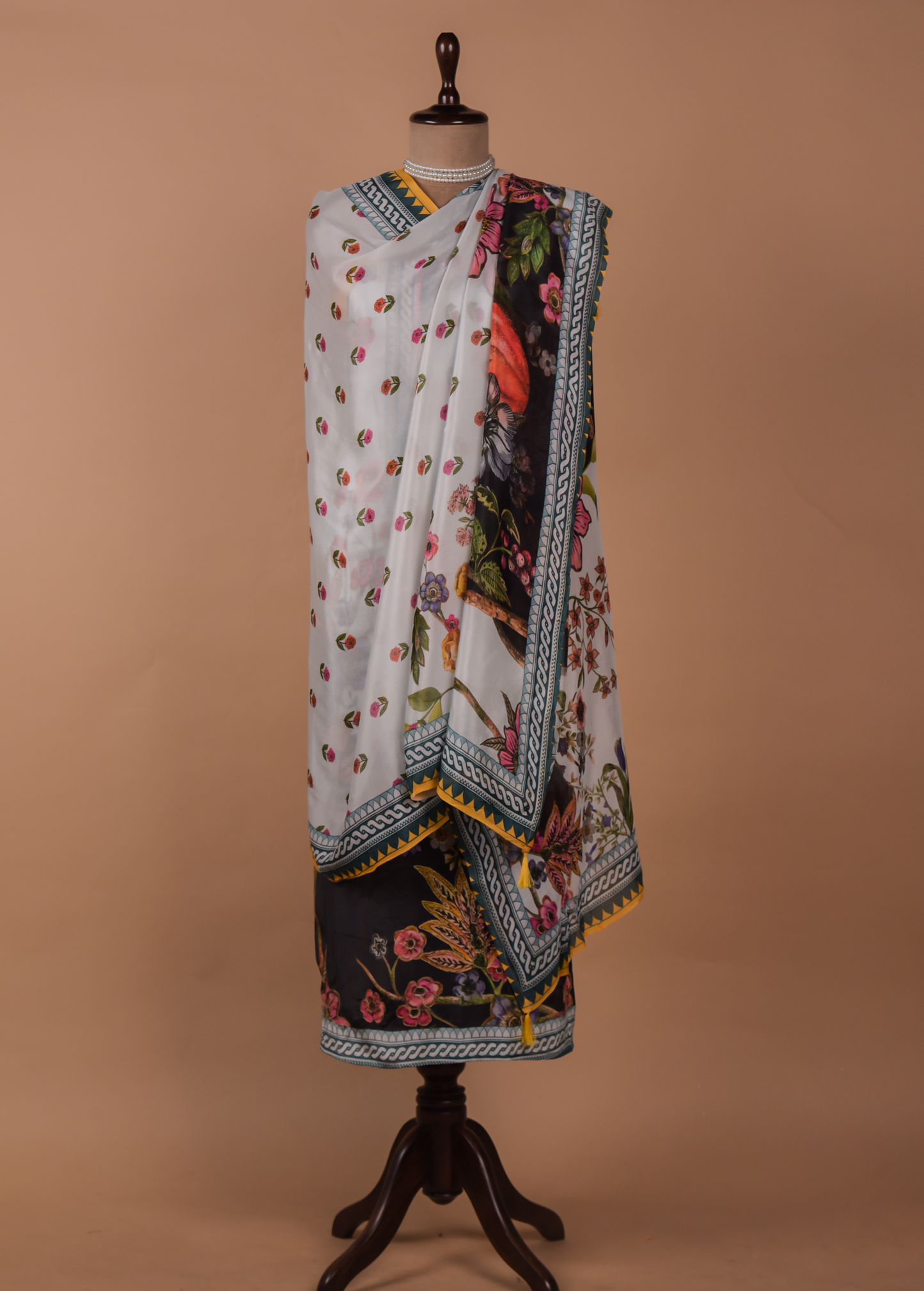 Multicoloured Crepe Dress Material