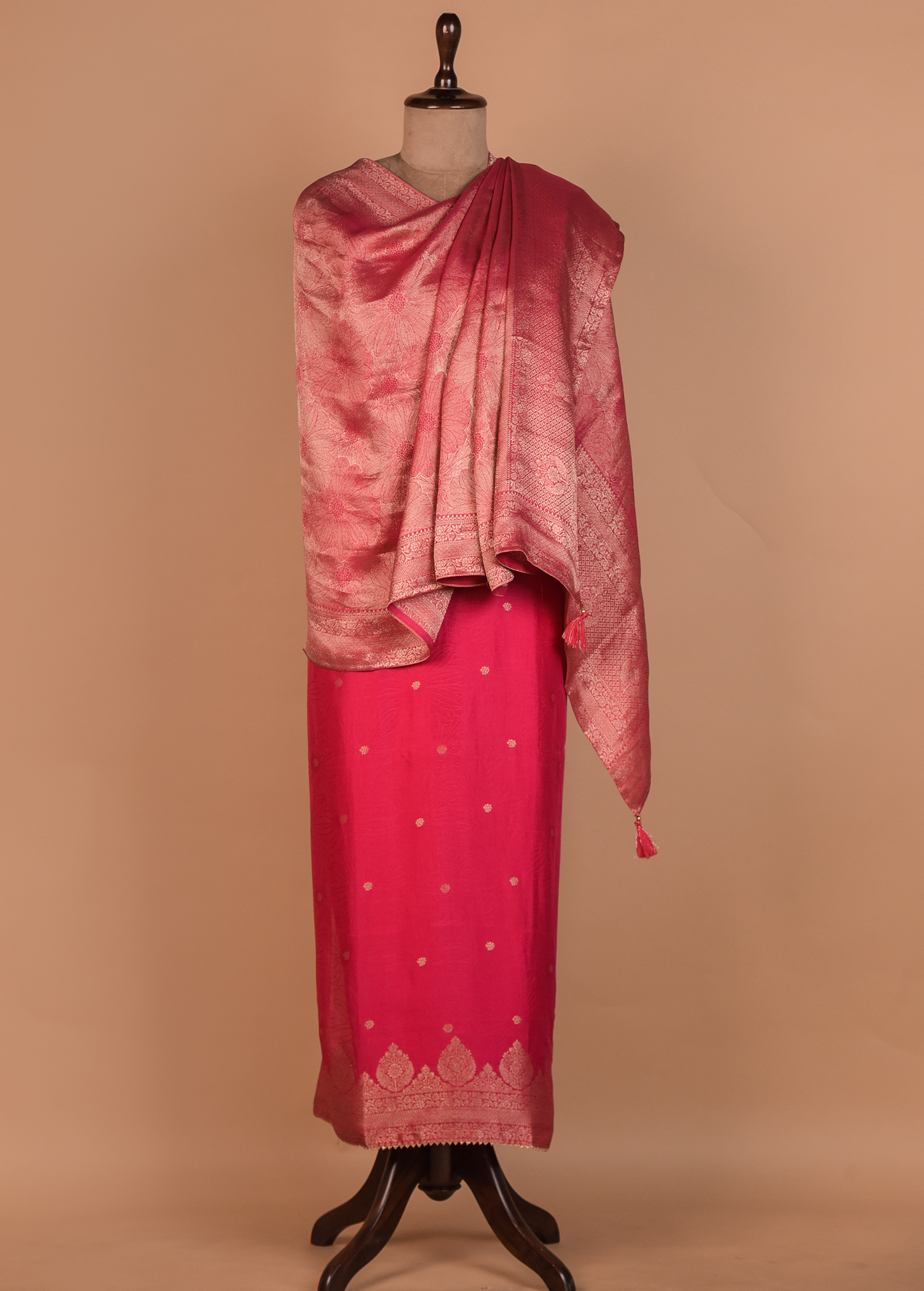 Pink Chanderi Dress Material