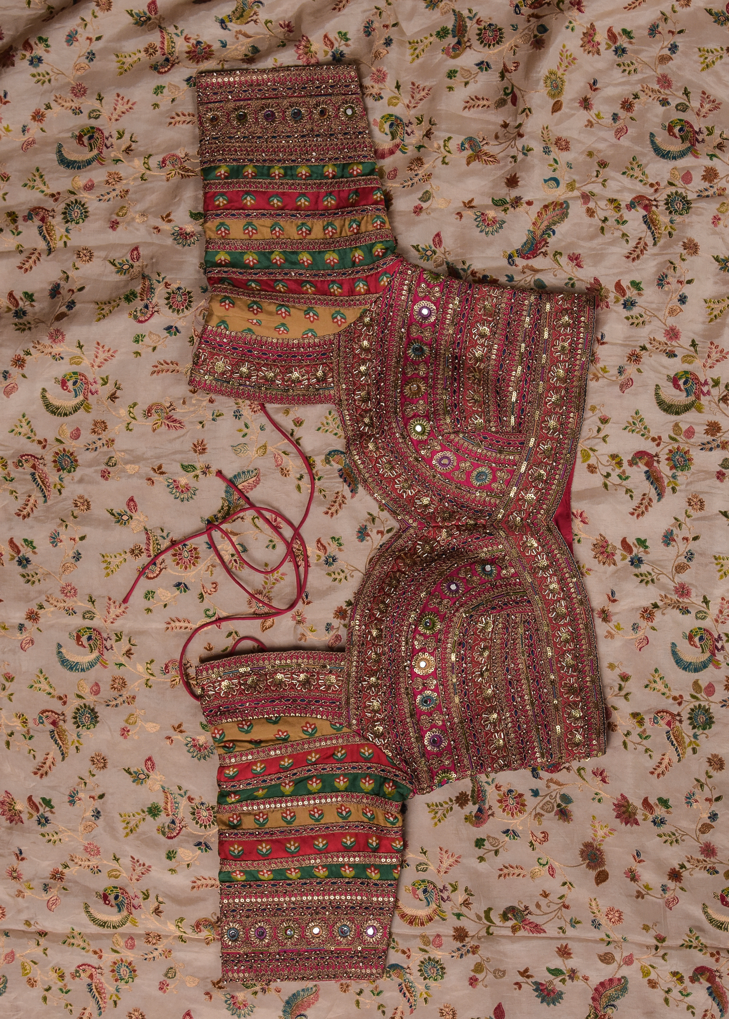 Cream Moroccan Silk Embroidered Saree