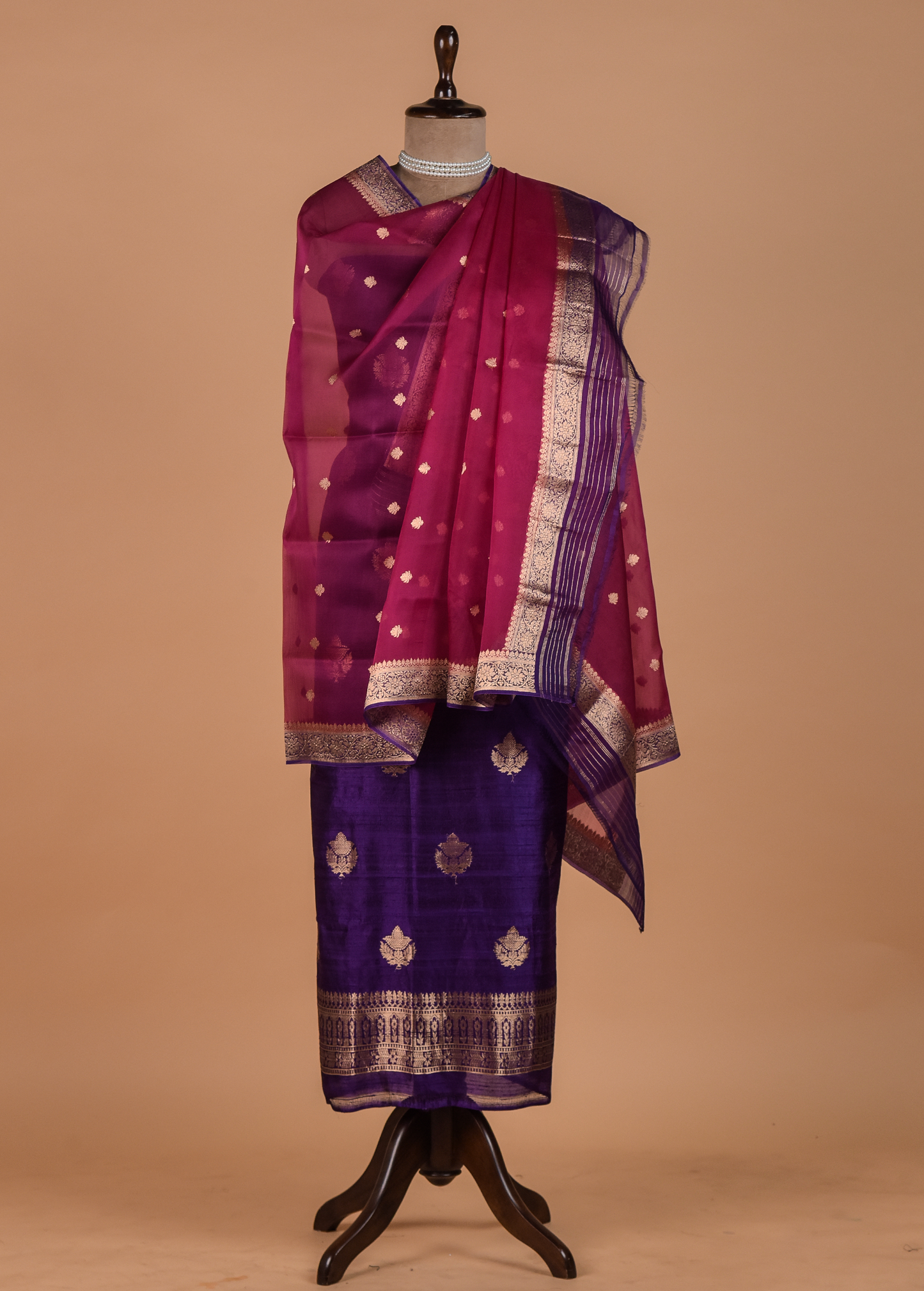 Purple Tussar Dress Material