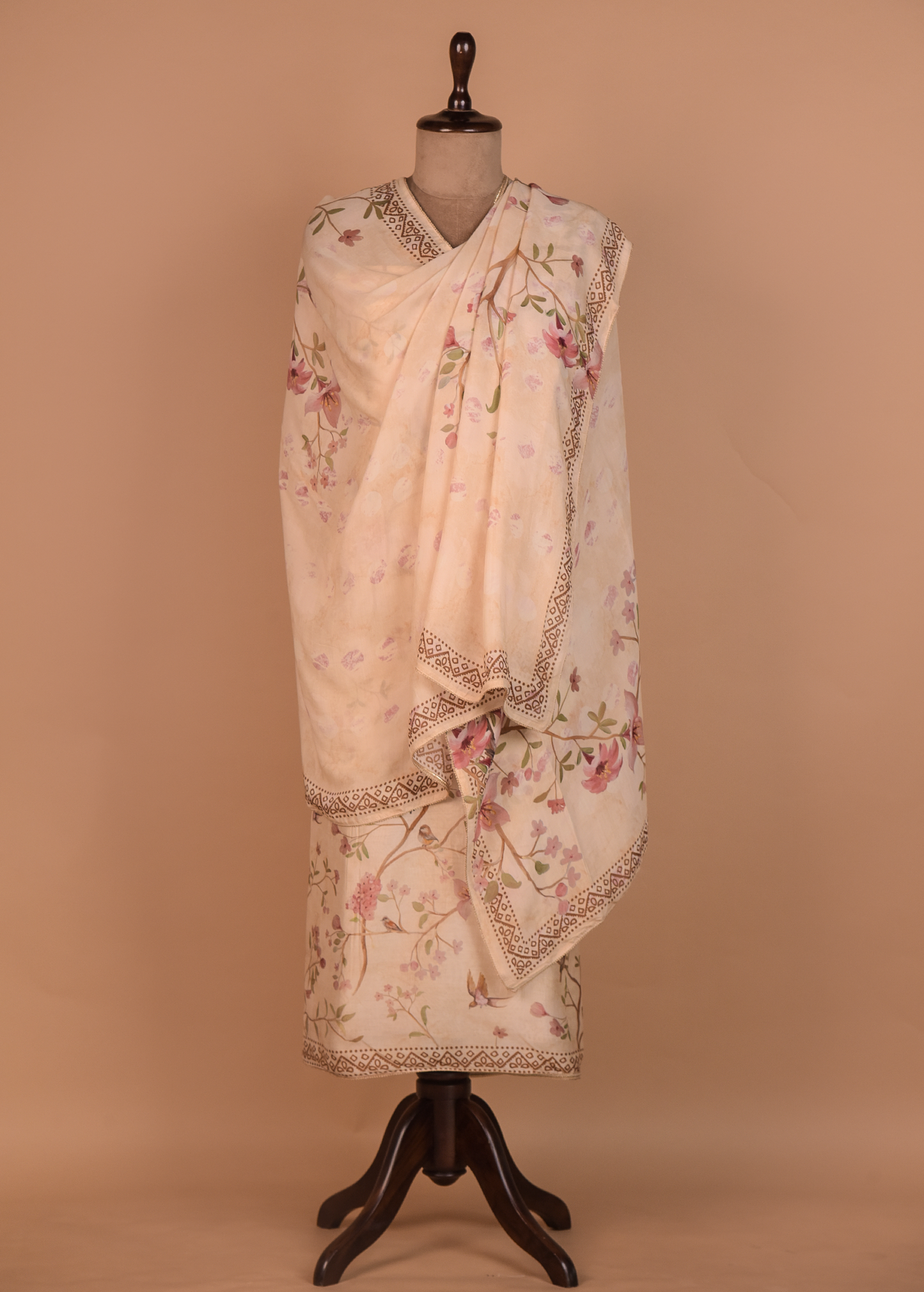 Cream Cotton Silk Dress Material