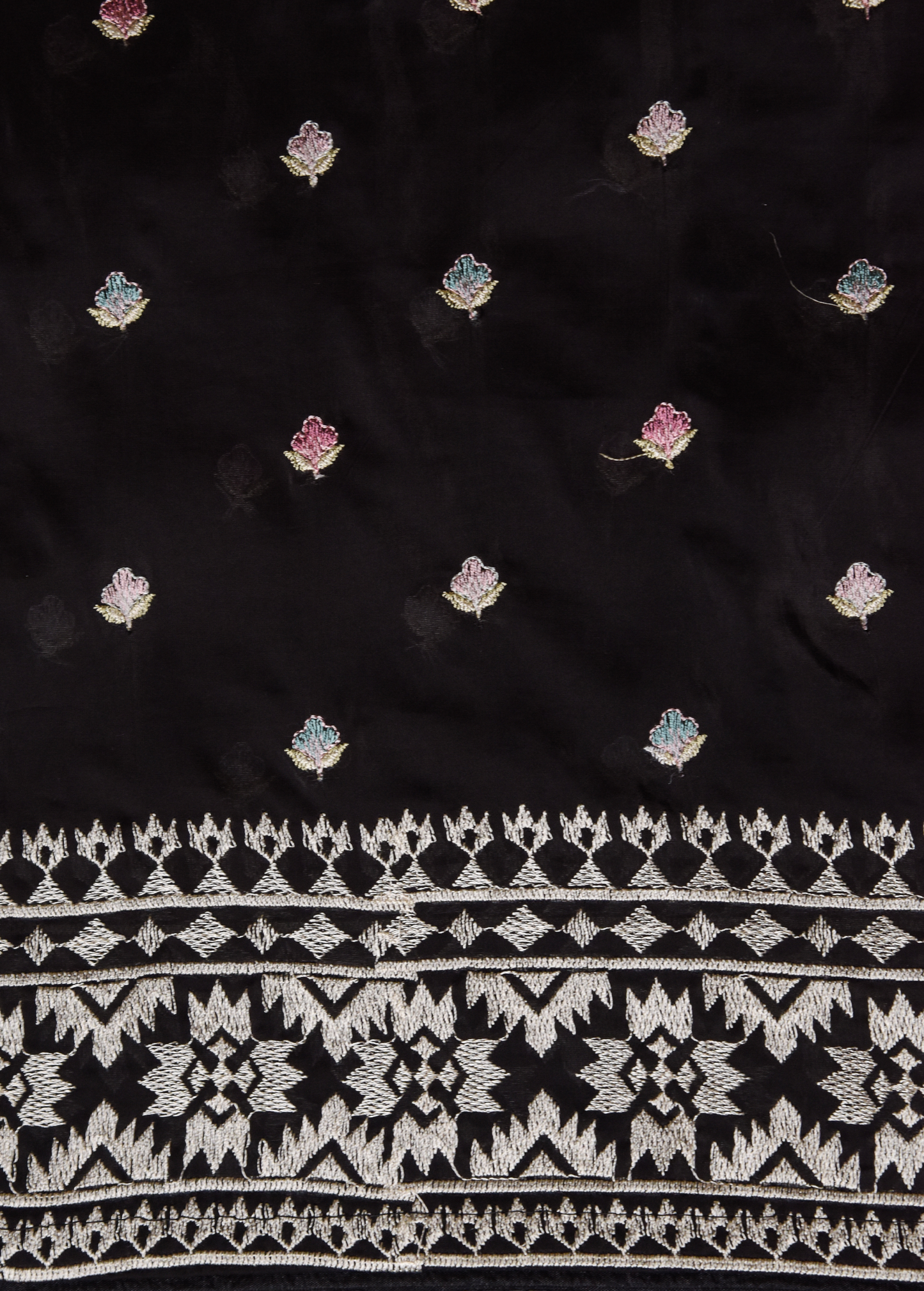 Black Organza Embroidered Saree