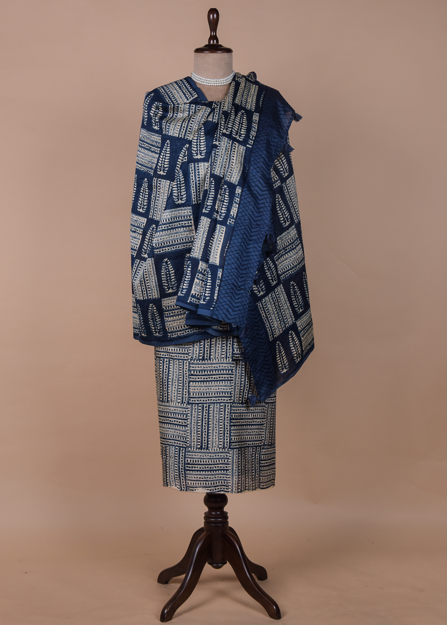 Blue Cotton Tussar Dress Material
