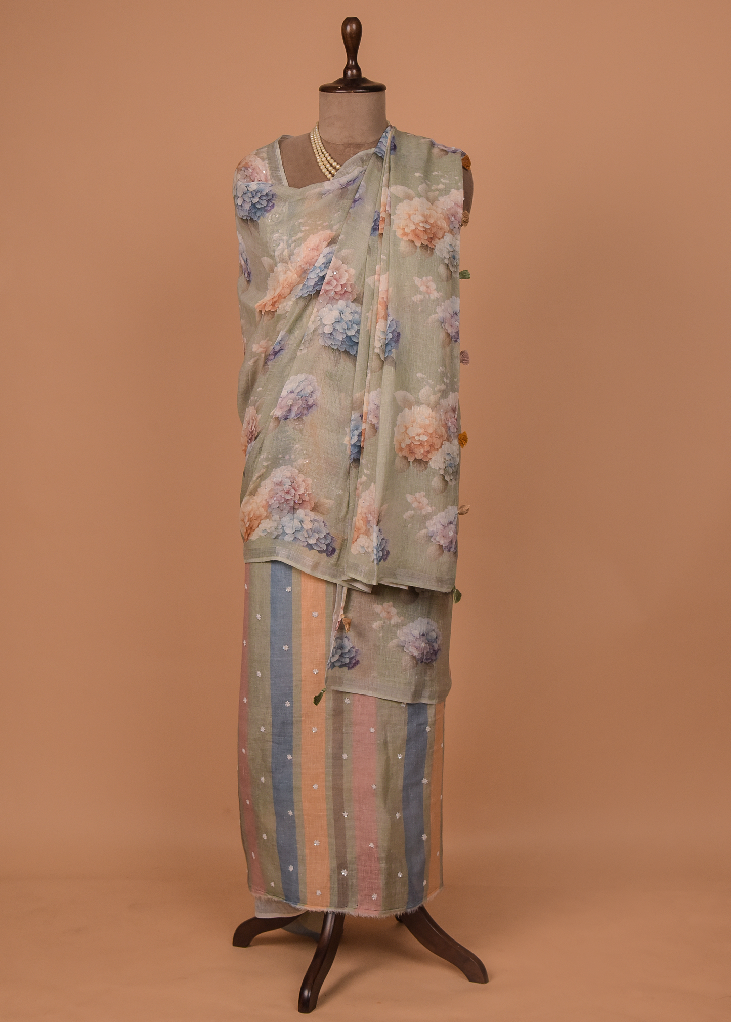 Multicoloured Linen Dress Material
