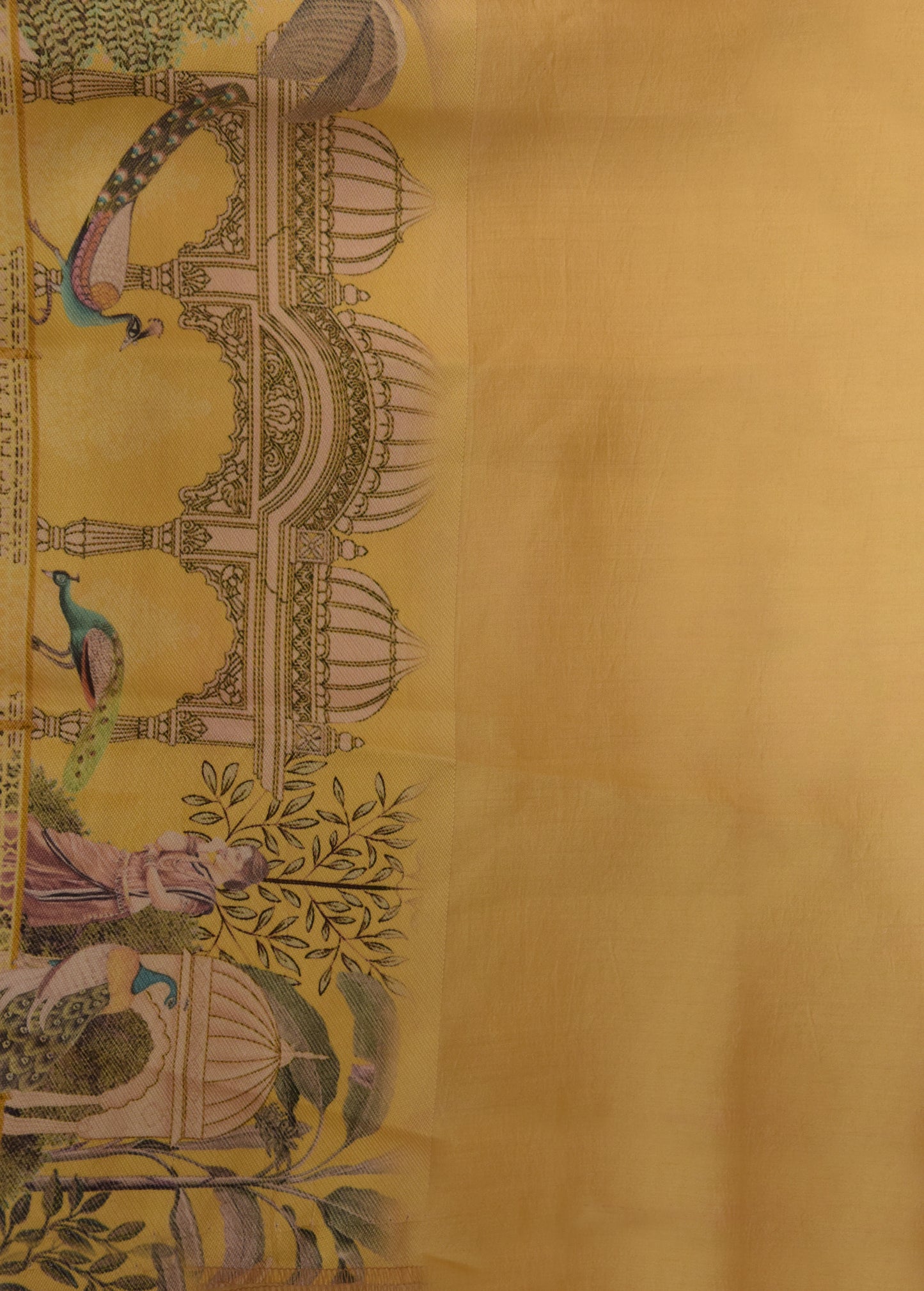Yellow Organza Printed Saree