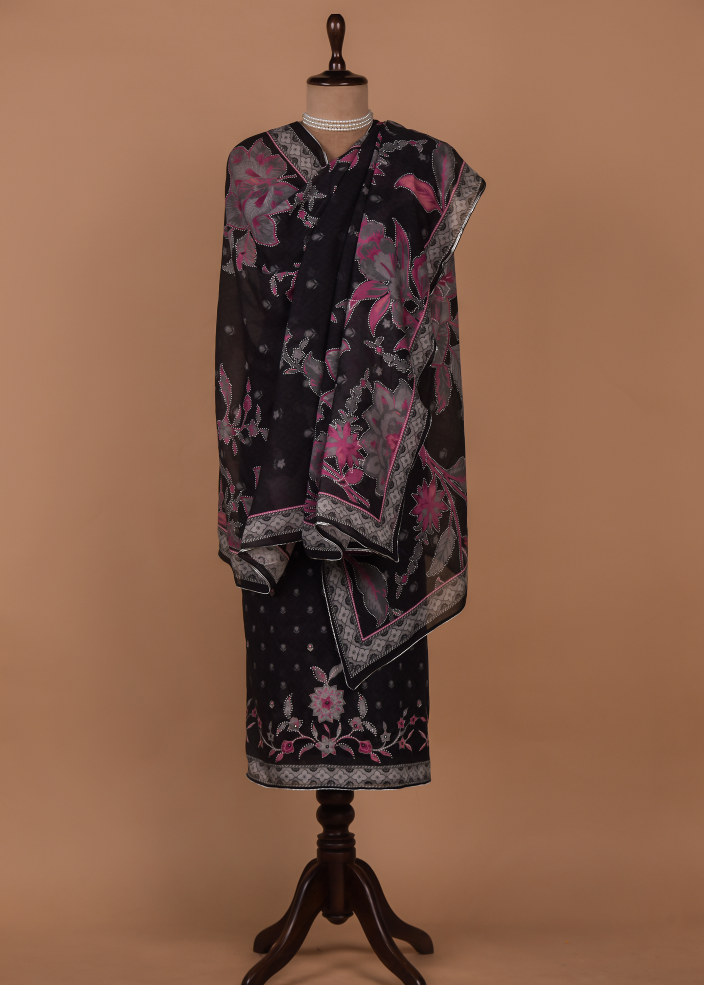 Black Crepe Dress Material
