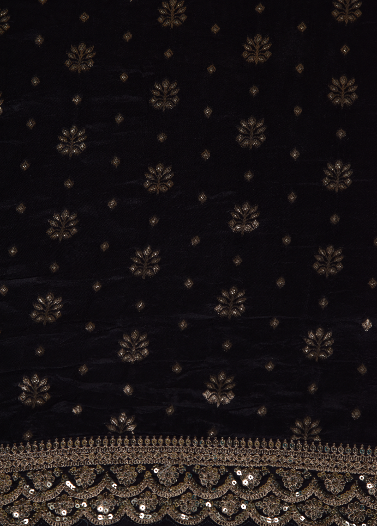 Black Dola Silk Embroidered Saree