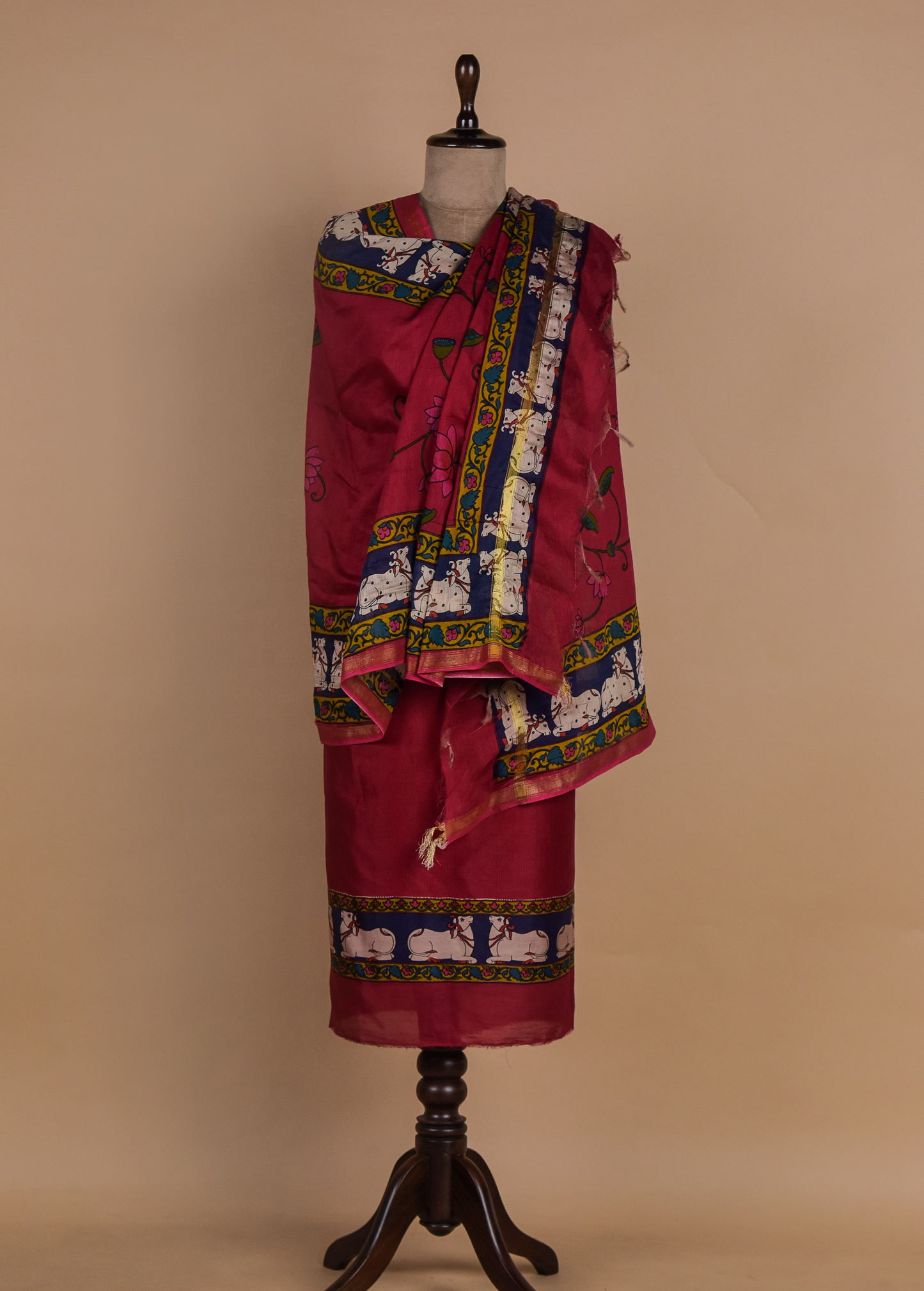 Red Chanderi Dress Material