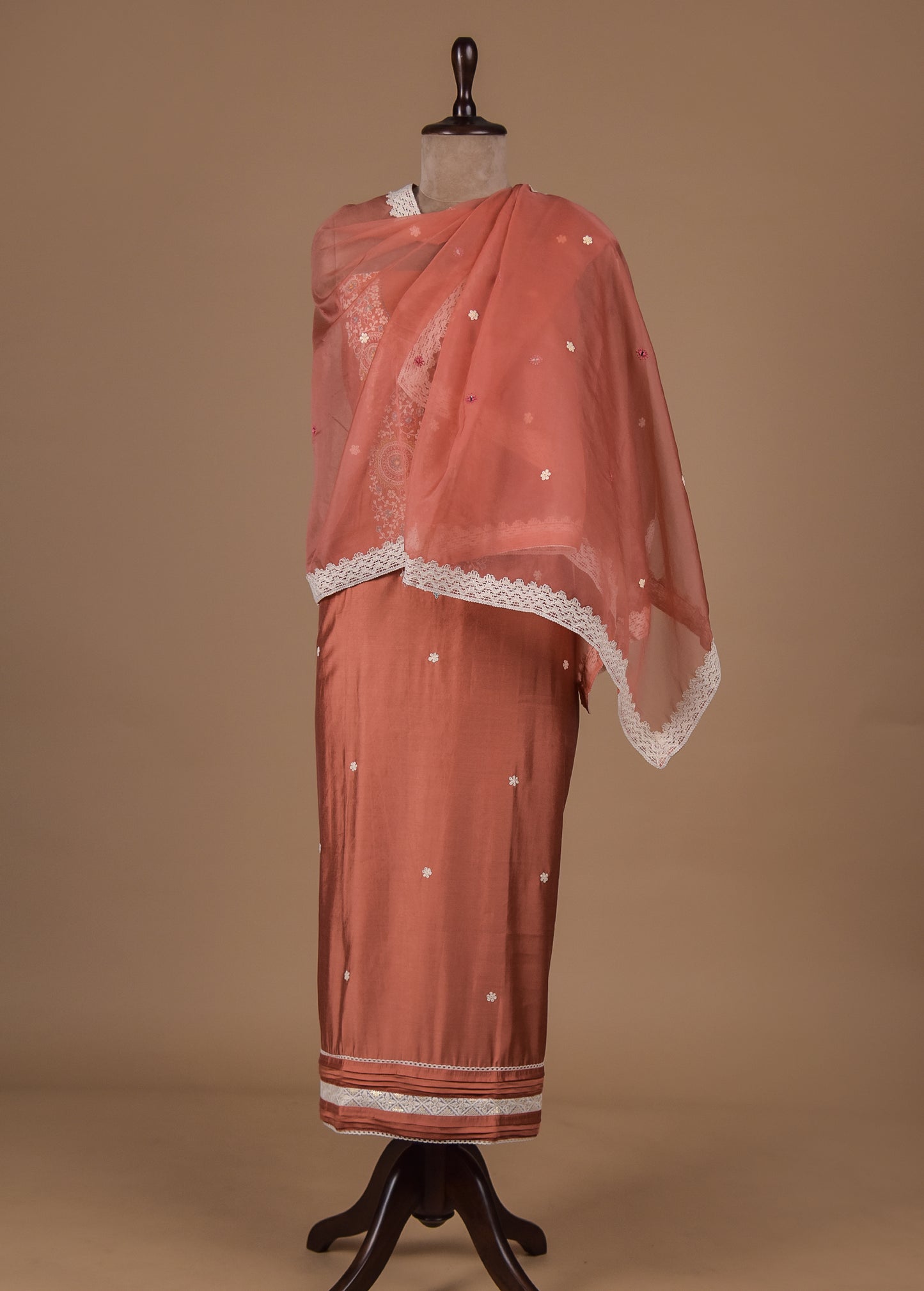 Peach Cotton Dress Material