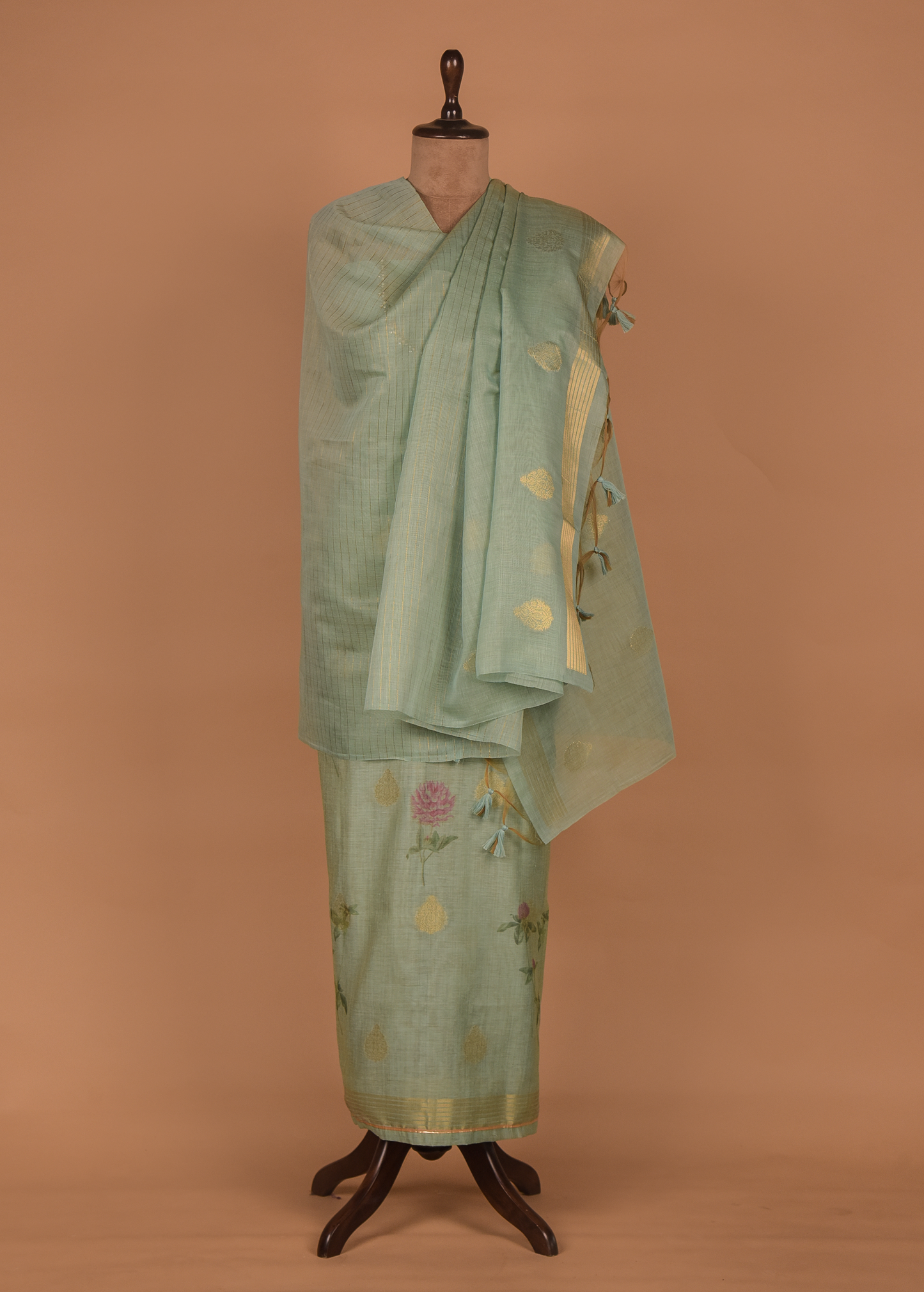 Blue Cotton Silk Dress Material