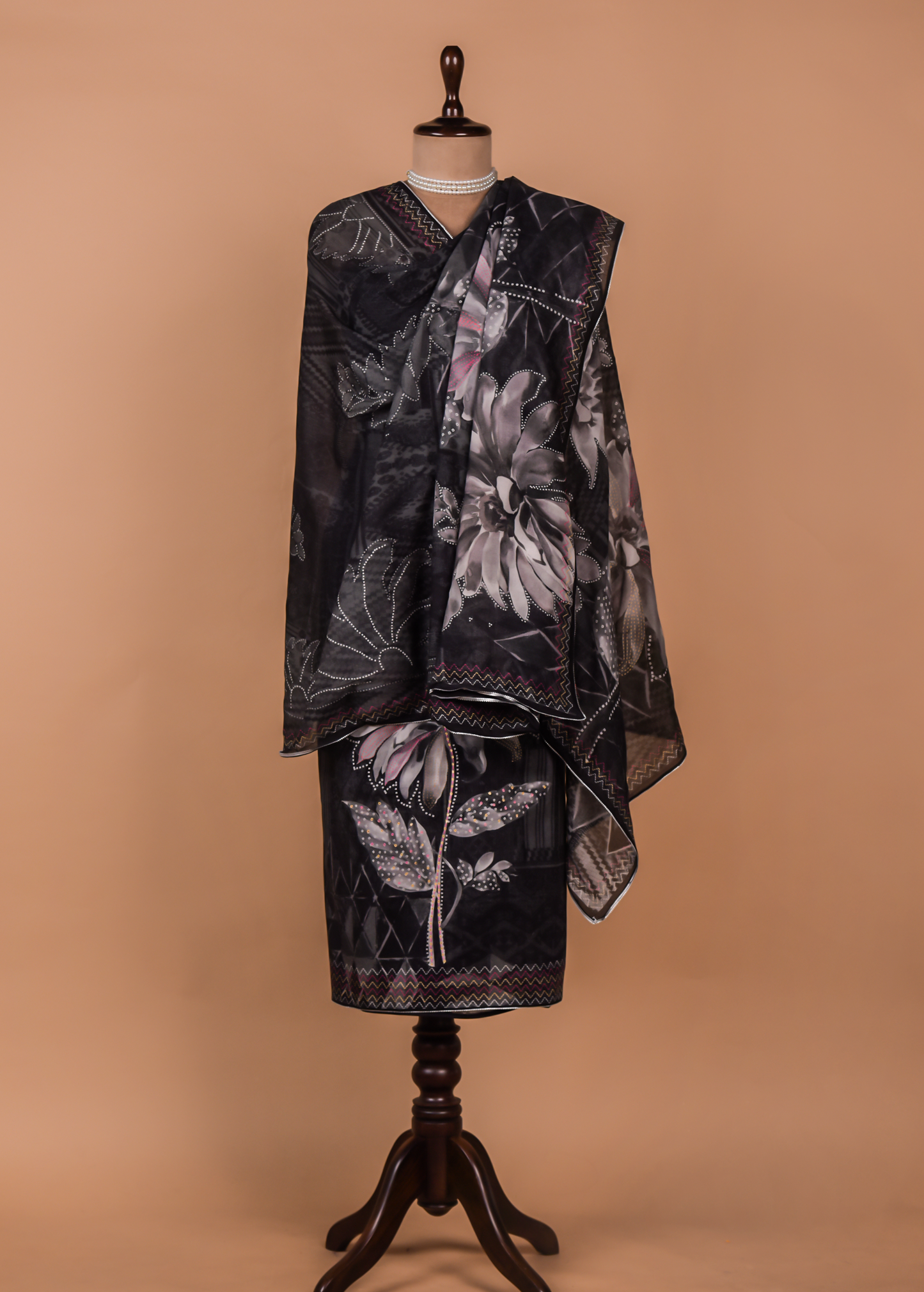 Black Crepe Dress Material
