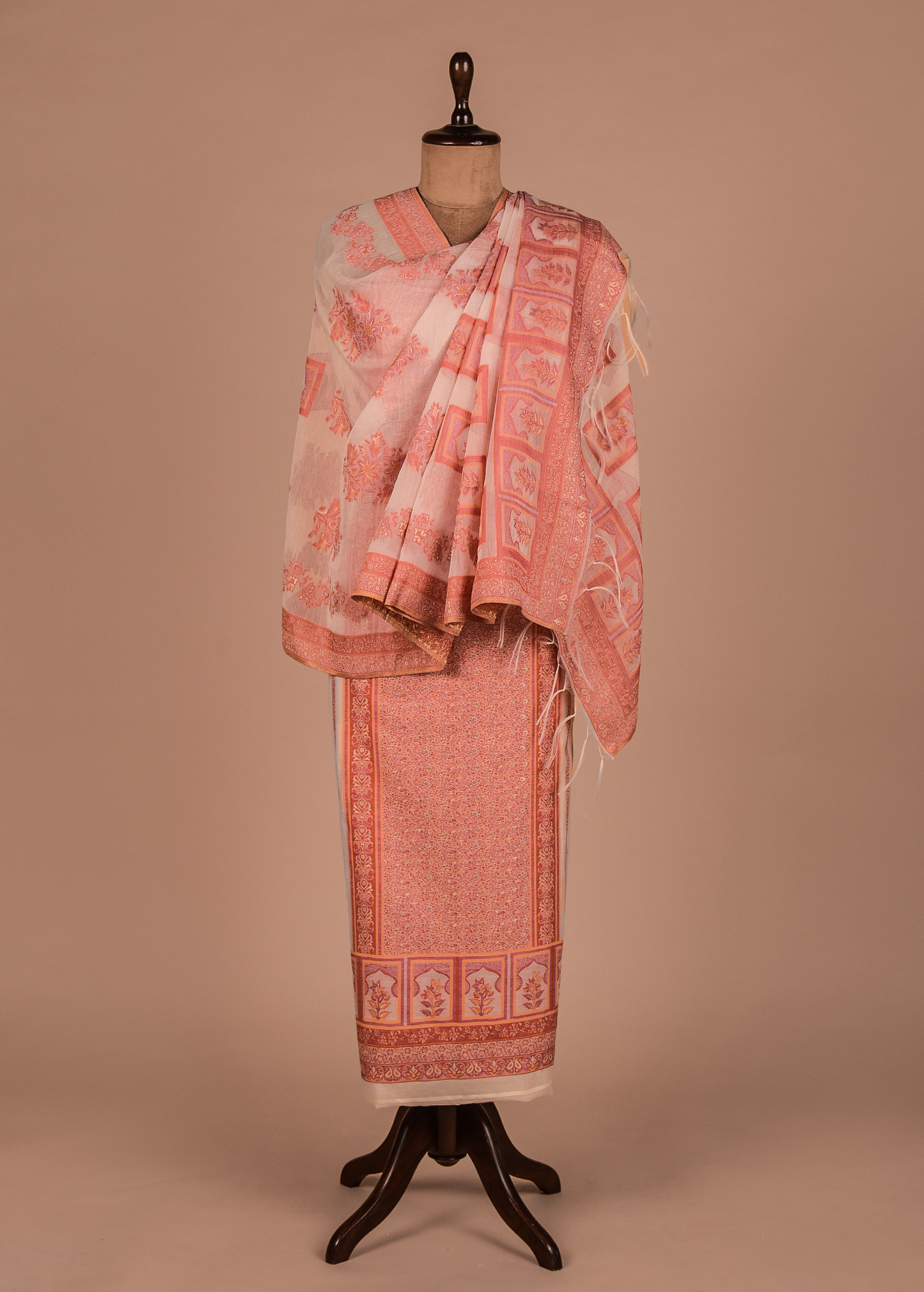 Peach Mulmul Cotton Dress Material