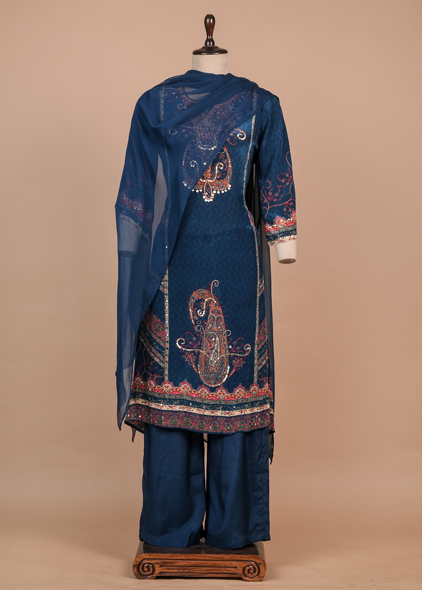 Blue Crepe Straight Set