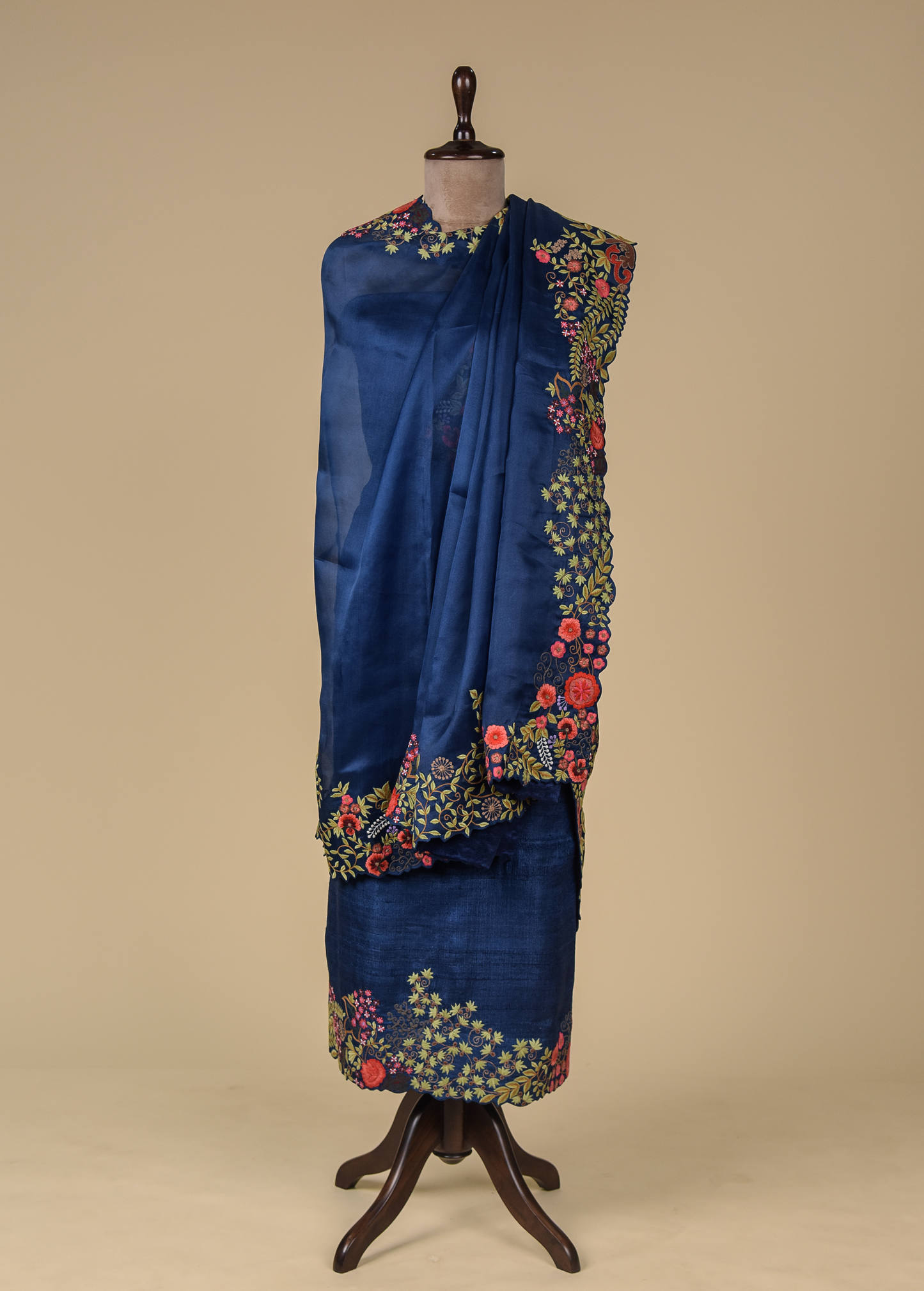 Blue Tussar Dress Material