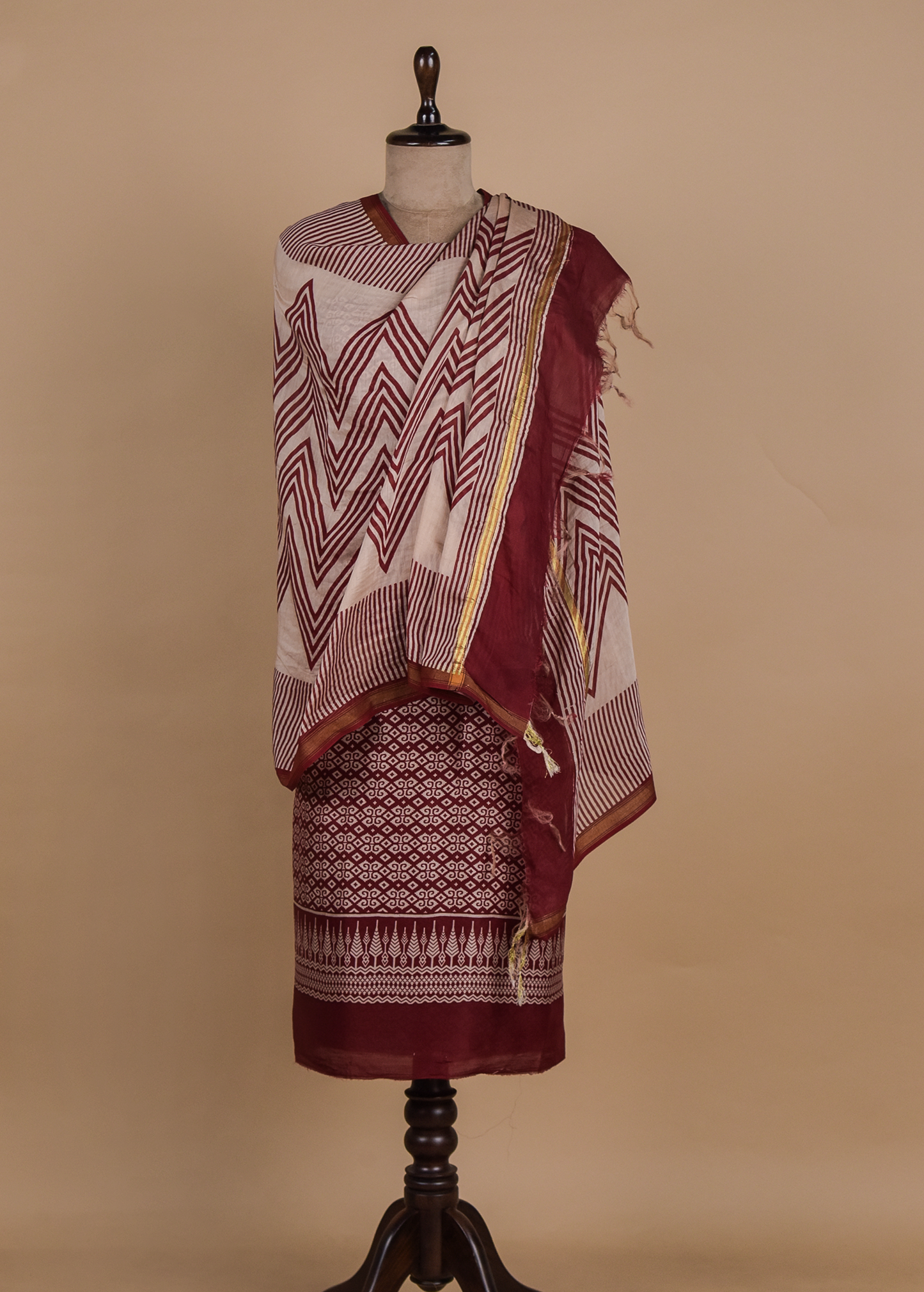 Red Chanderi Dress Material