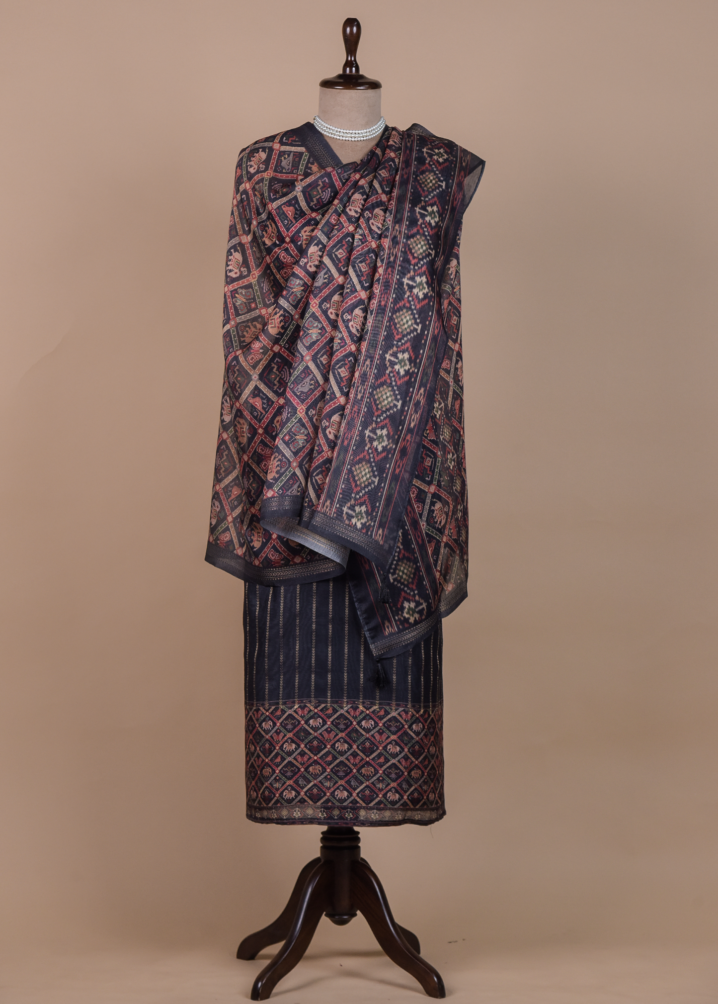 Blue Chanderi Cotton Dress Material