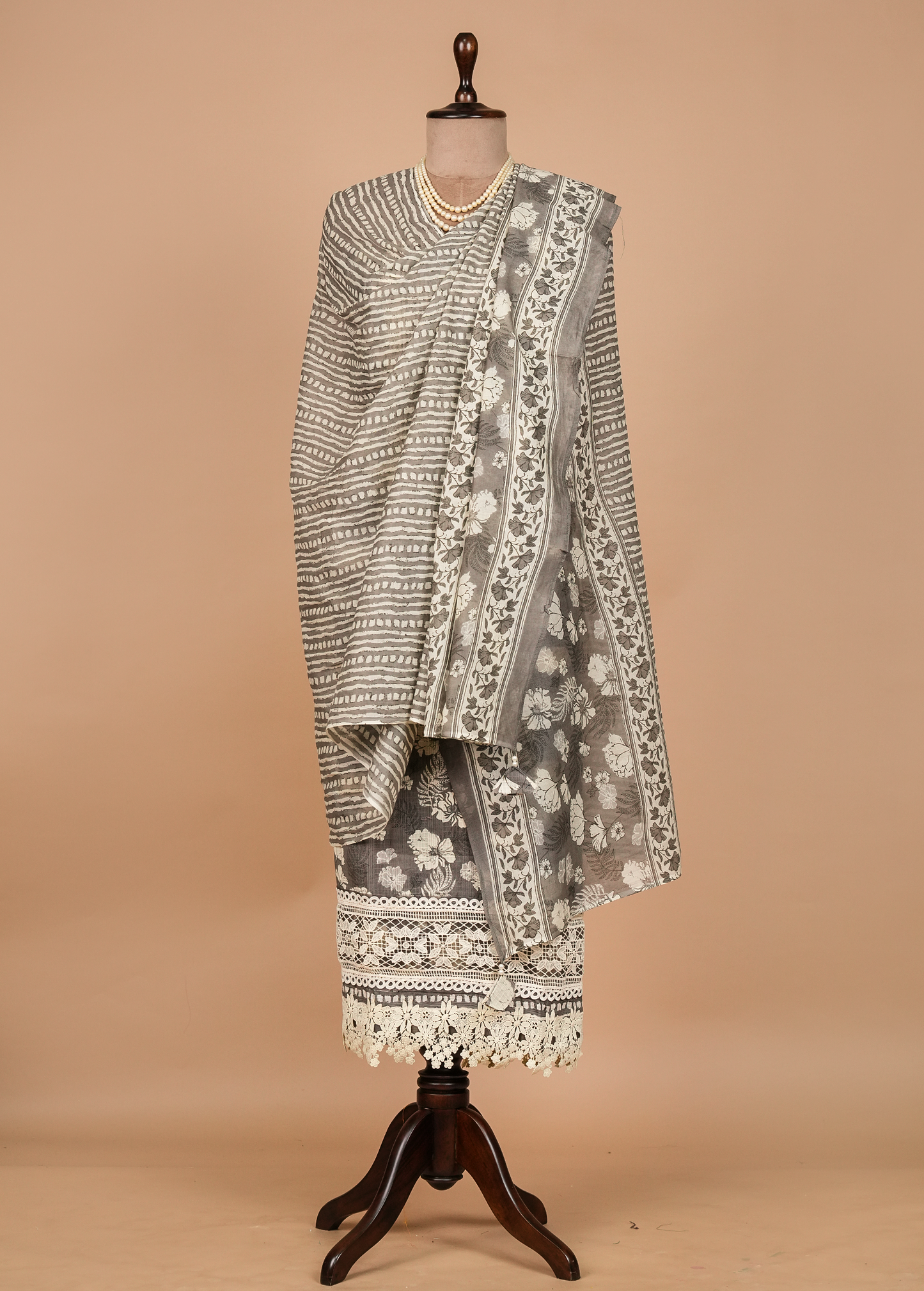 Grey Cotton Dress Material