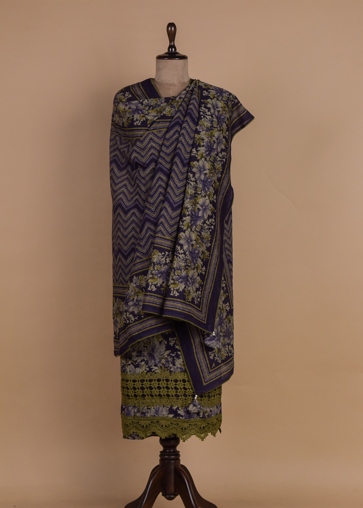 Blue Chanderi Dress Material