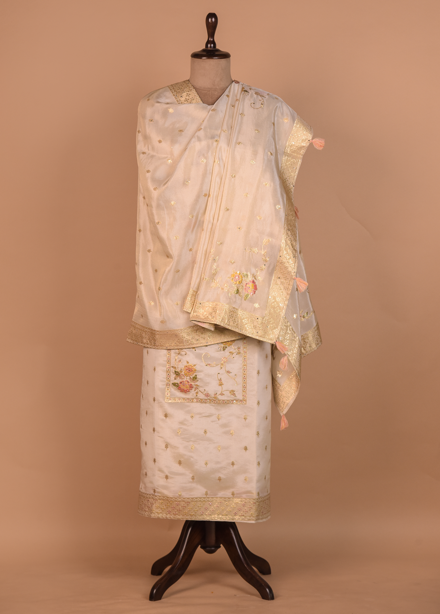 Cream Tissue Dress Material