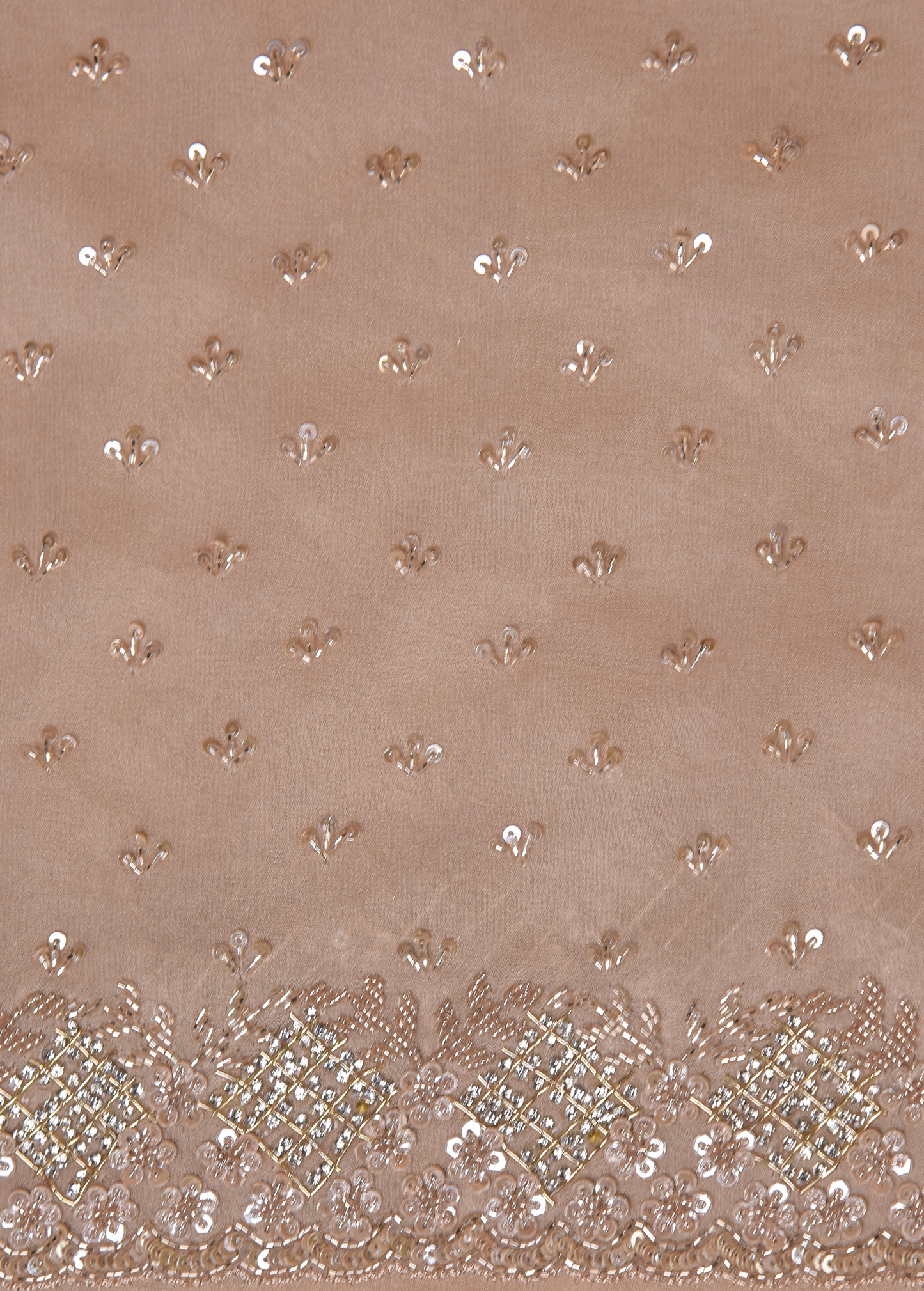 Cream Georgette Embroidered Saree