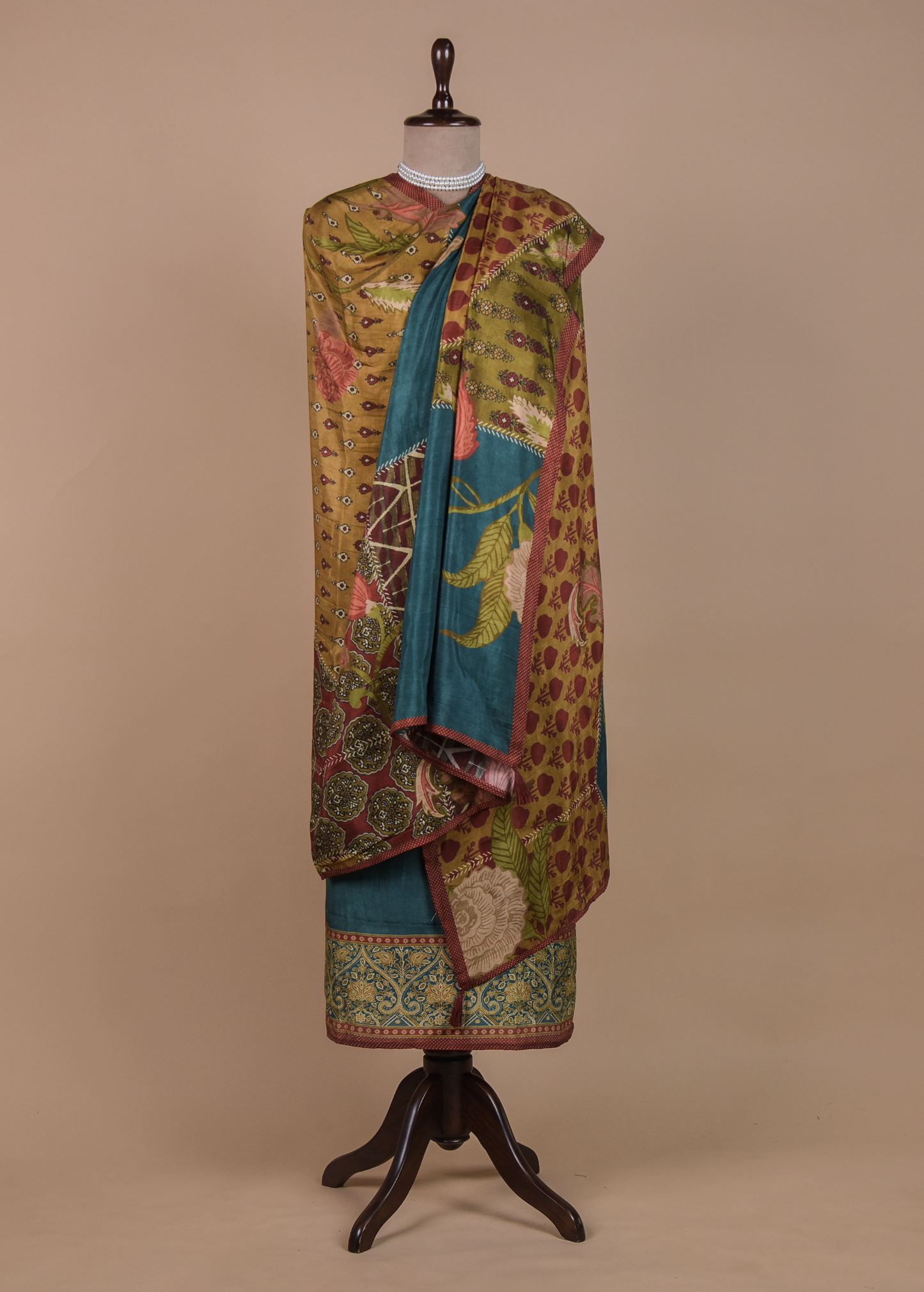 Blue Crepe Dress Material