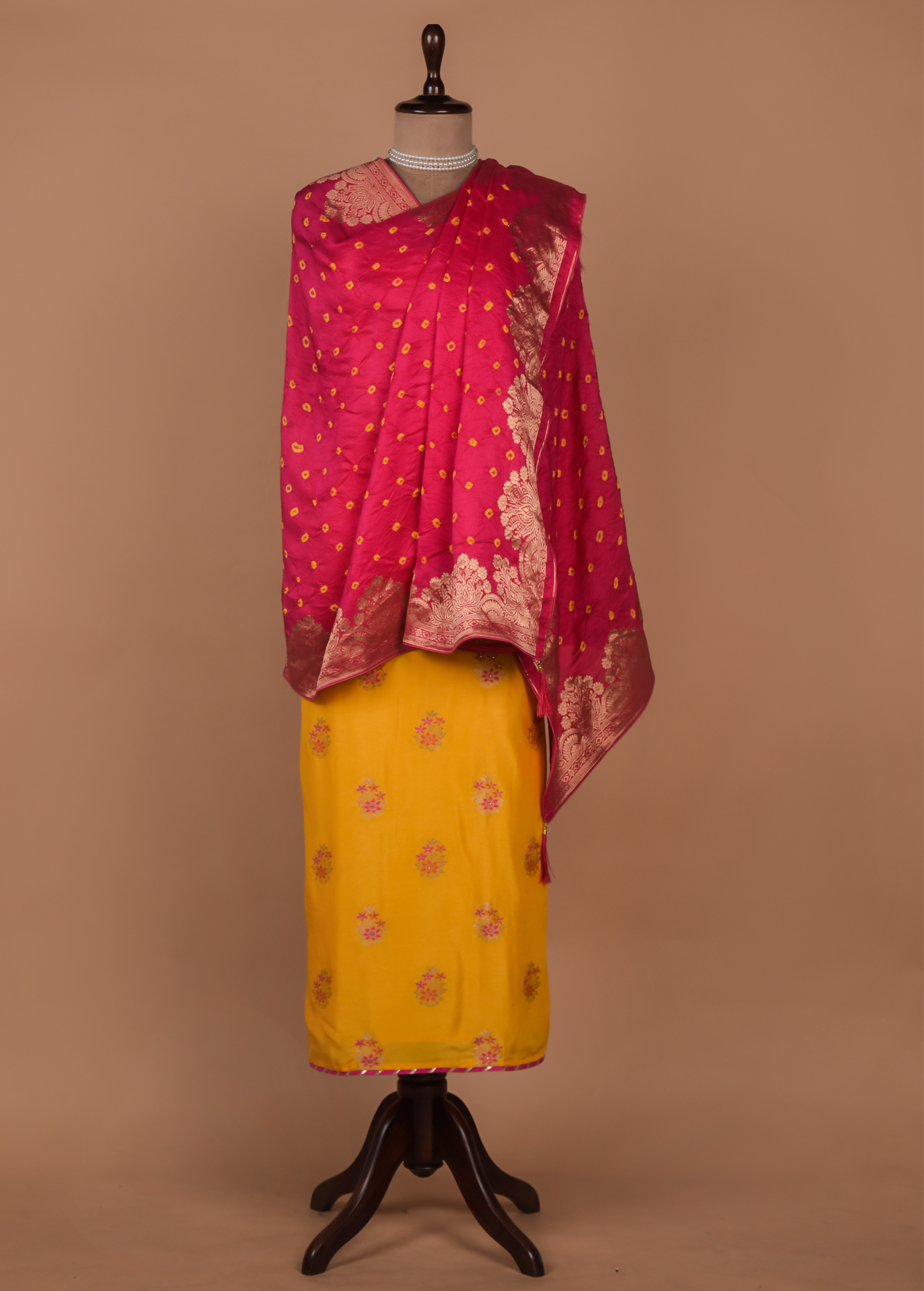 Yellow Cotton Silk Dress Material