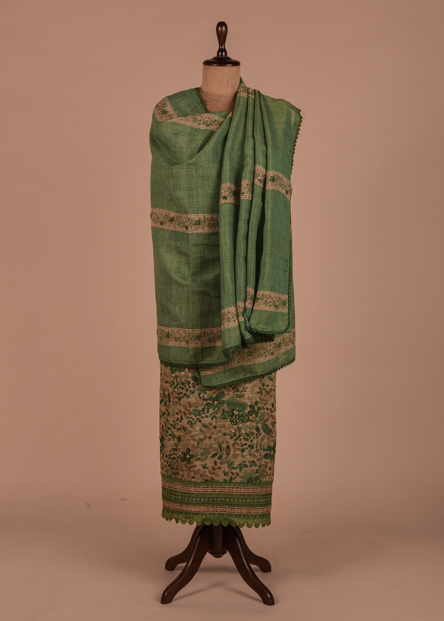 Green Cotton Dress Material