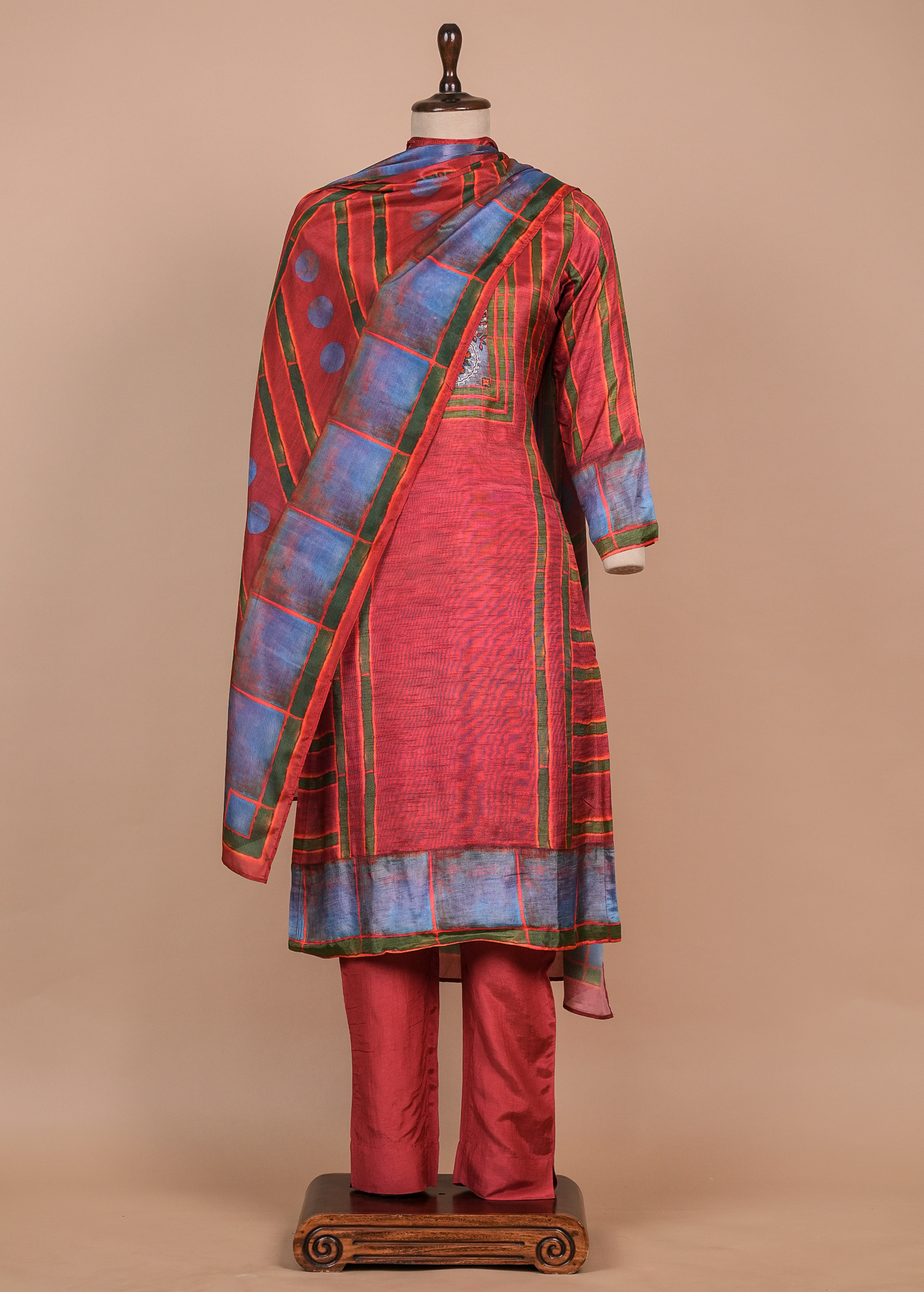 Multicoloured Muslin Cotton Straight Set