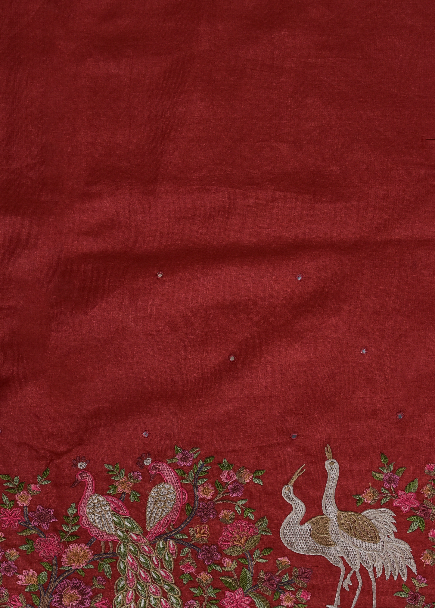 Orange Tussar Embroidered Saree