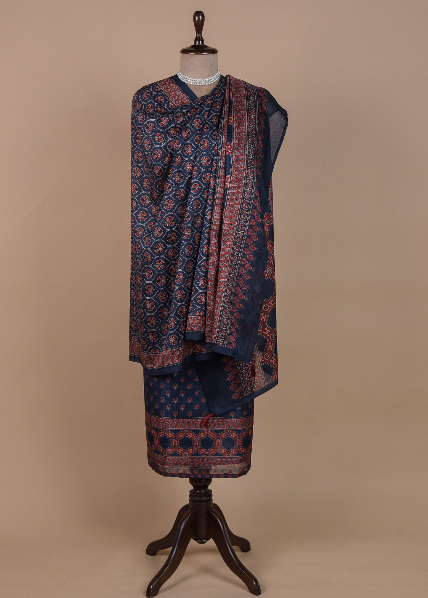 Blue Cotton Tussar Dress Material