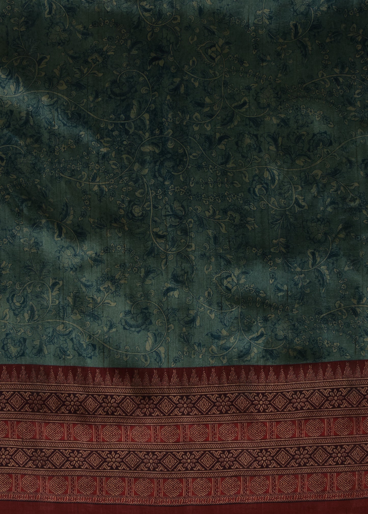 Blue Tussar Silk Printed Kalamkari Saree