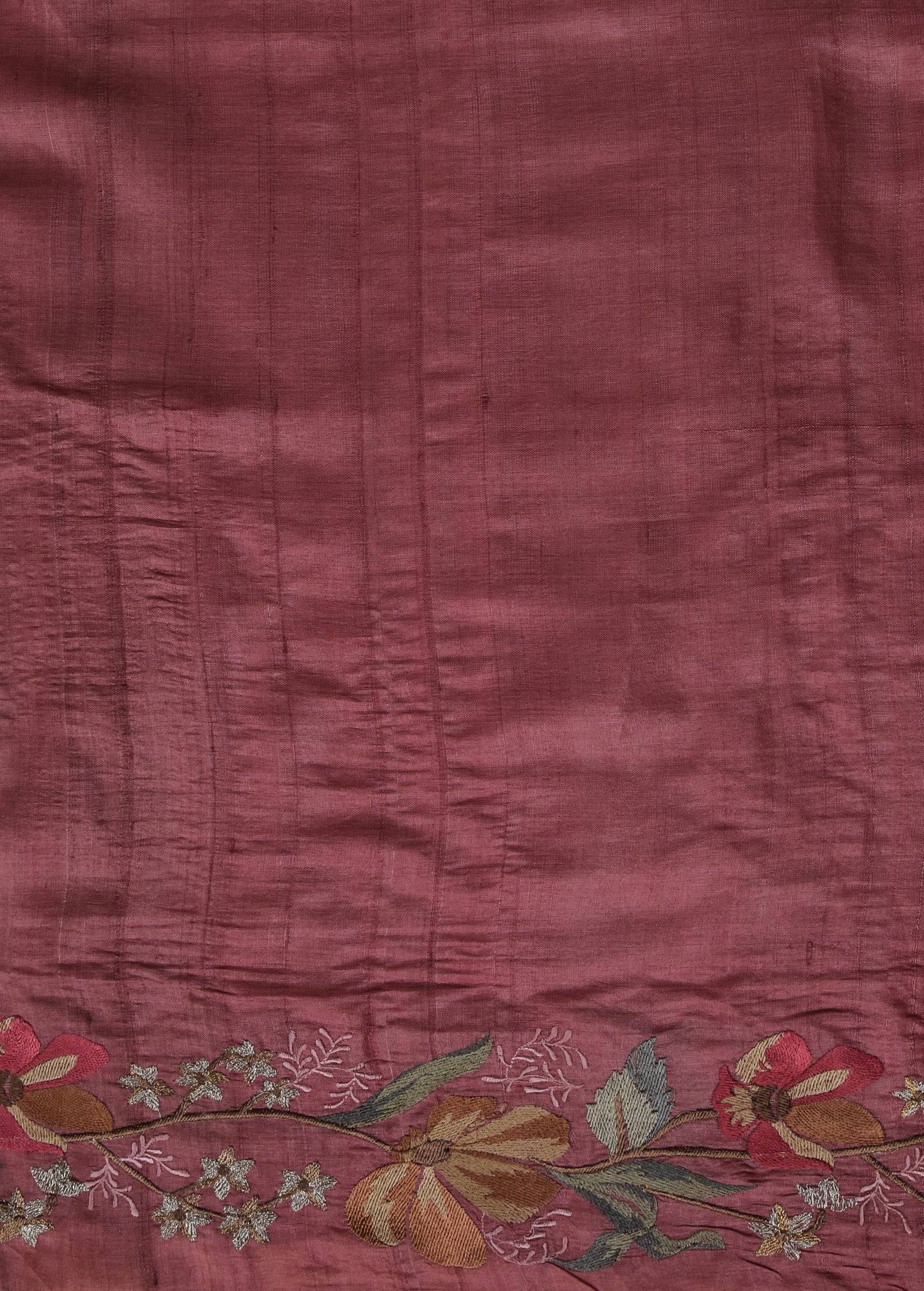 Pink Tussar Embroidered Saree