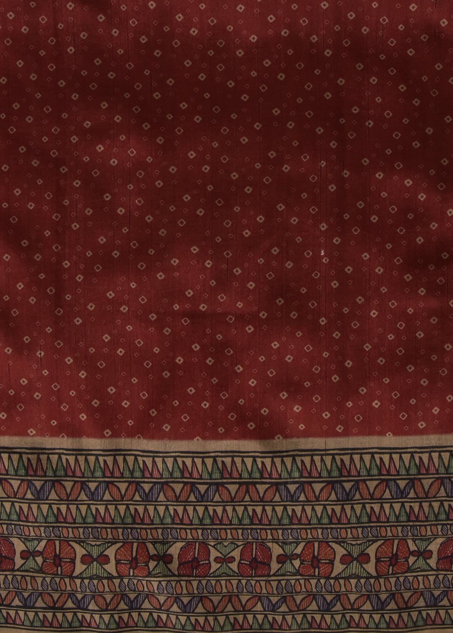 Red Art Tussar Printed Saree