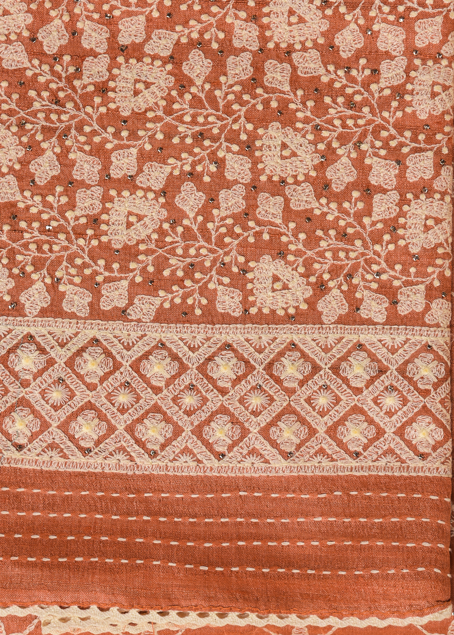 Orange Tussar Dress Material