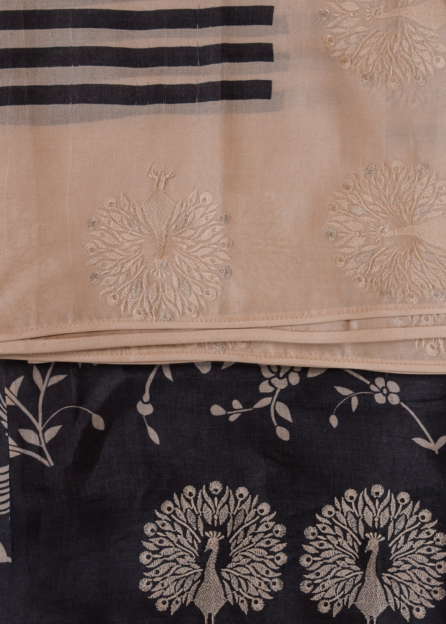 Blue Tussar Silk Dress Material