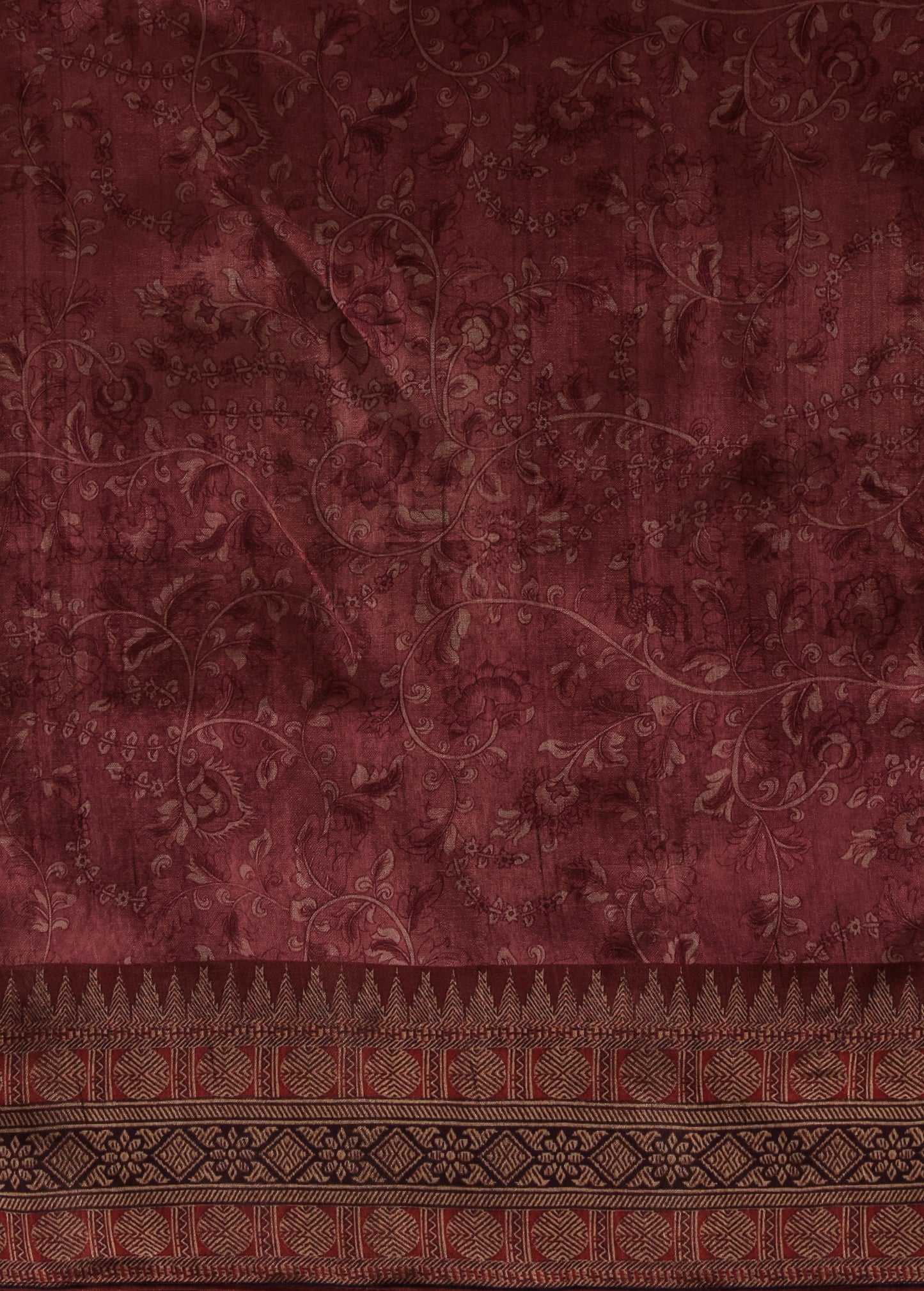 Pink Art Tussar Printed Kalmakari Saree